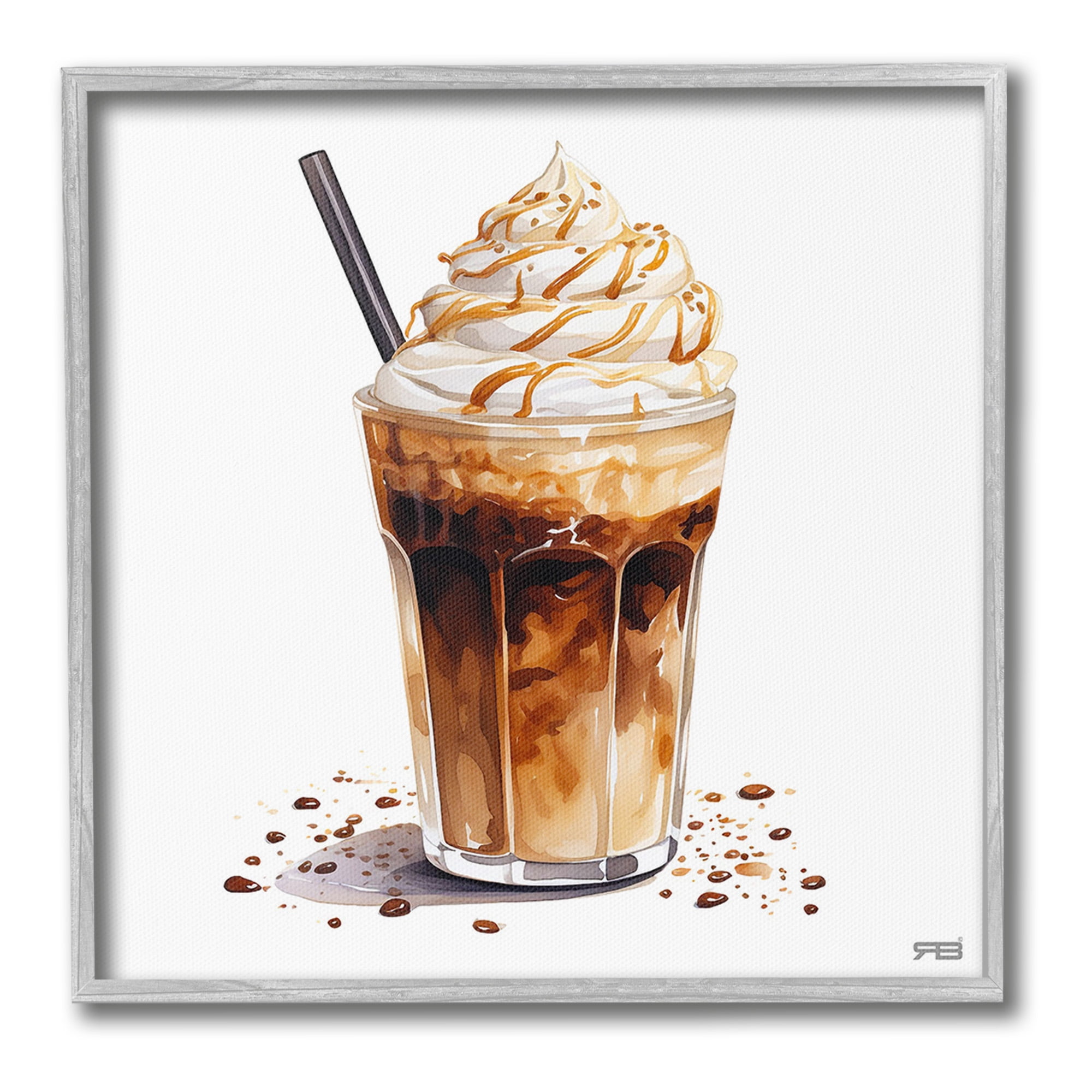 Stupell Industries Coffee Dessert Drink Food & Beverage Painting Gray Framed Art Print Wall Art, 24 x 24