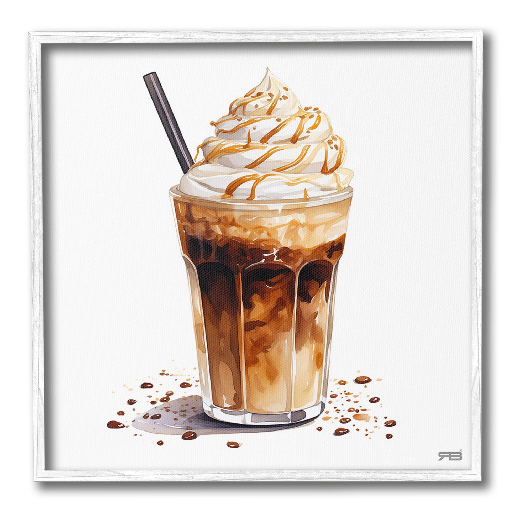 Stupell Industries Coffee Dessert Drink Food & Beverage Painting White Framed Art Print Wall Art, 17 x 17