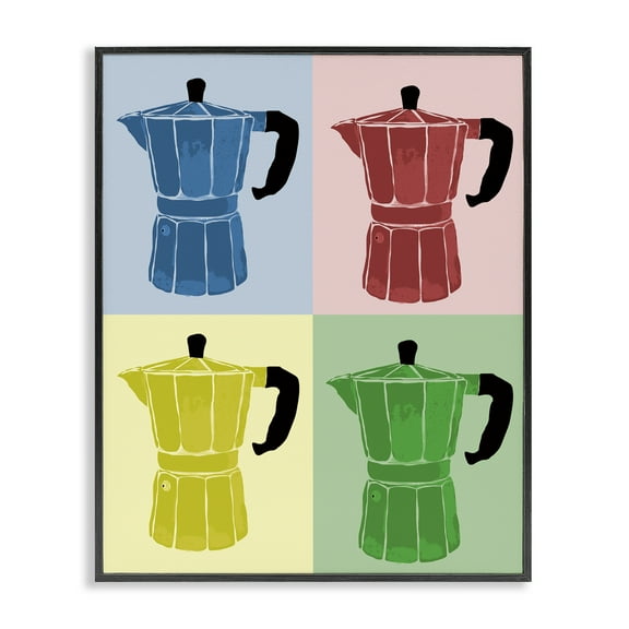 Stupell Industries Coffee Espresso Pop Style Food & Beverage Painting Black Framed Art Print Wall Art, 11 x 14