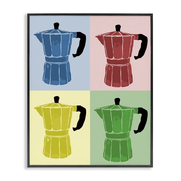 Stupell Industries Coffee Espresso Pop Style Food & Beverage Painting Black Framed Art Print Wall Art, 16 x 20