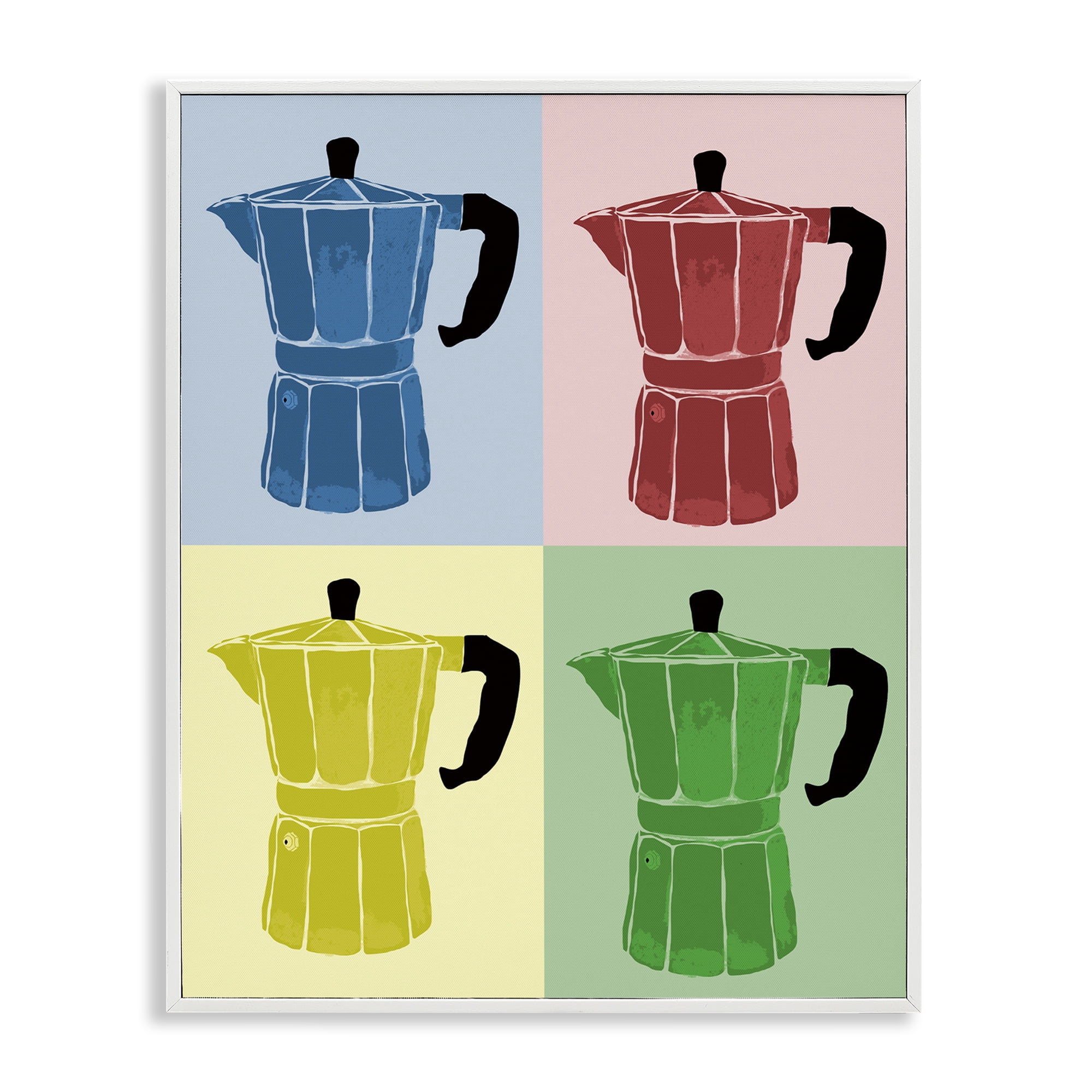 Stupell Industries Coffee Espresso Pop Style Food & Beverage Painting White Framed Art Print Wall Art, 11 x 14