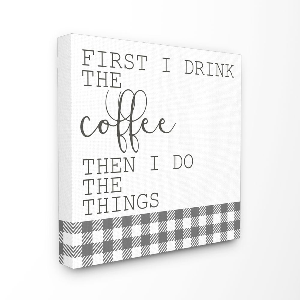 Stupell Industries Coffee Funny Word Kitchen Dining Room Neutral Grey Design XL Canvas Wall Art by Kimberly Allen