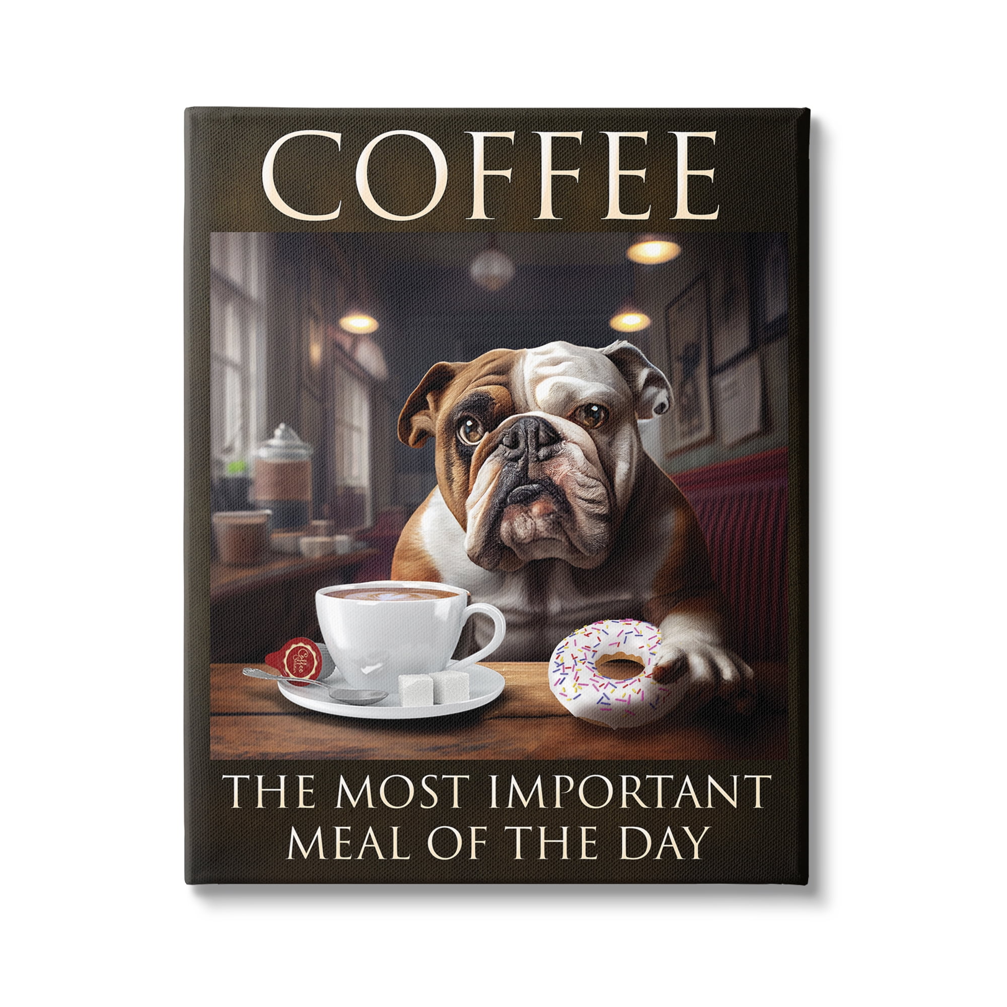 Stupell Industries Coffee Important Meal Dog Animals & Insects Painting Gallery Wrapped Canvas Print Wall Art, 24 x 30