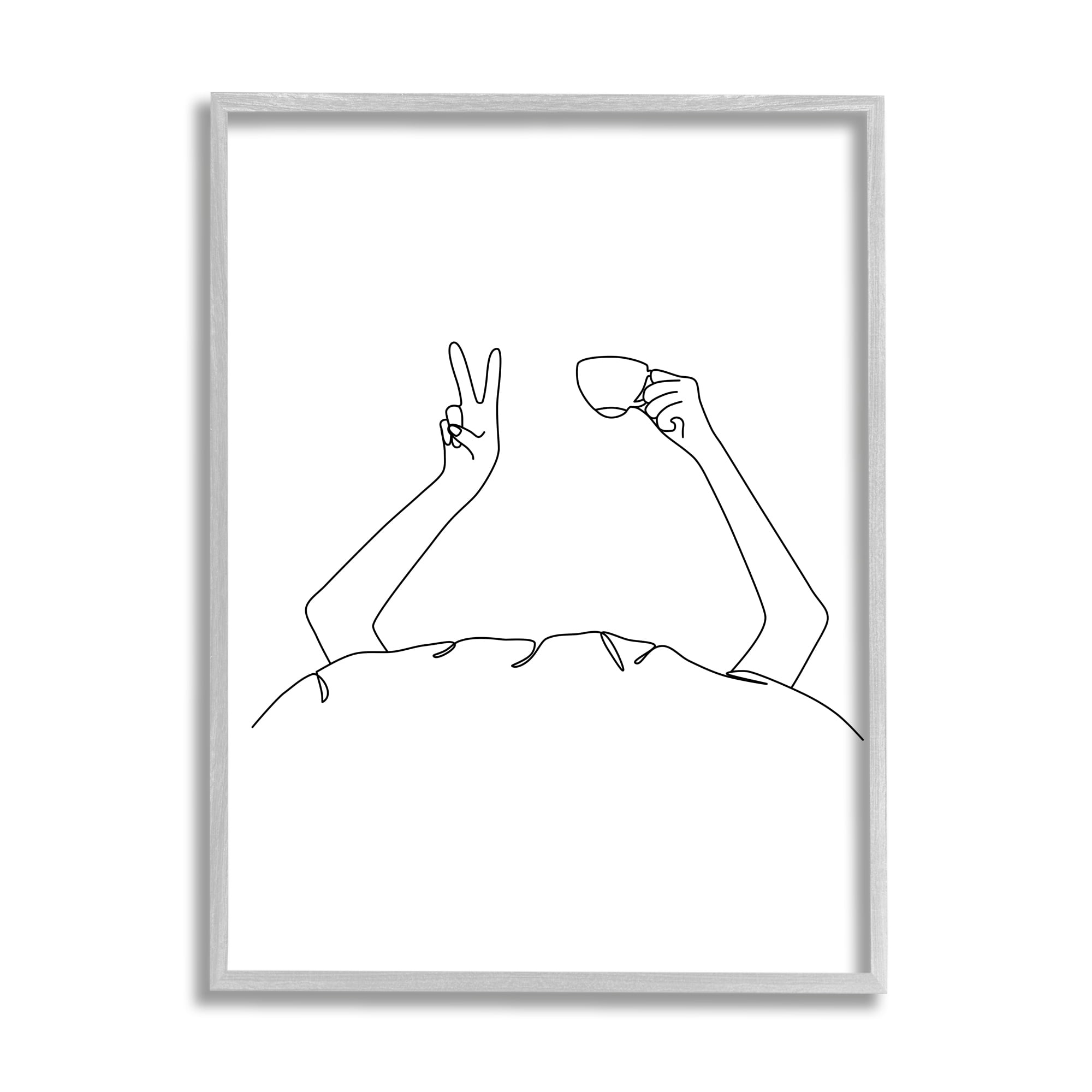 Stupell Industries Coffee In Bed Peace Sign Minimal Line Drawing, 24 x 30, Designed by JJ Design House LLC