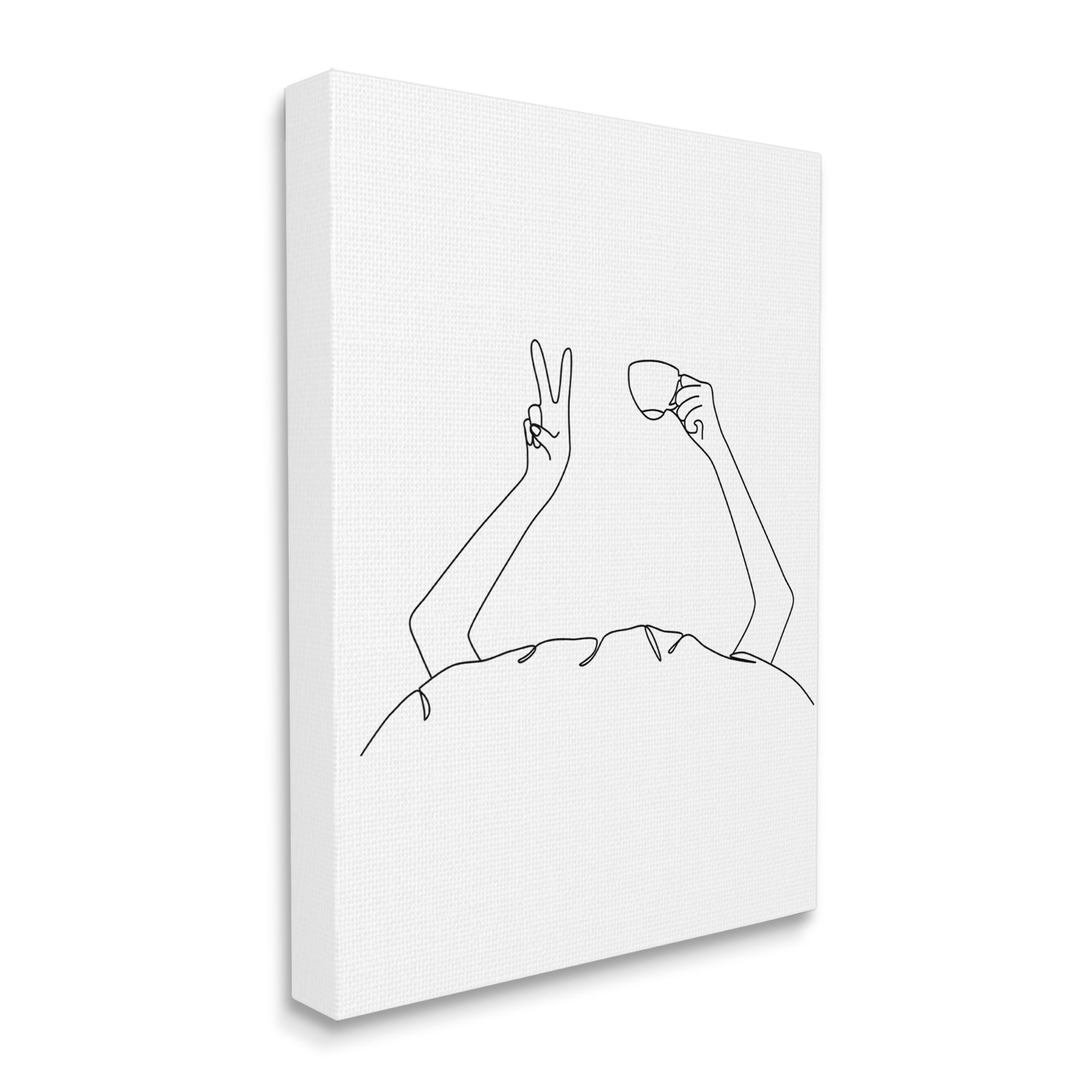 Stupell Industries Coffee In Bed Peace Sign Minimal Line Drawing, 36 x 48, Designed by JJ Design House LLC