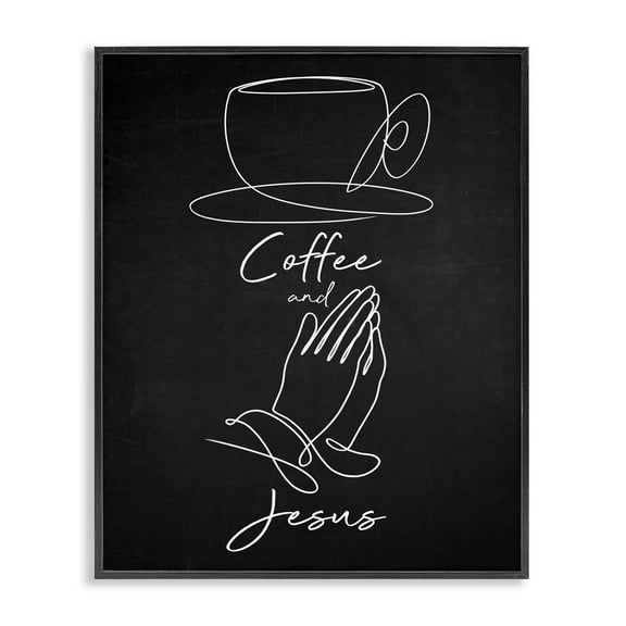 Stupell Industries Coffee & Jesus Prayer Food & Beverage Painting Black Framed Art Print Wall Art, 11 x 14