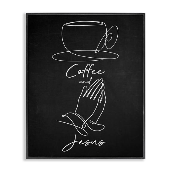 Stupell Industries Coffee & Jesus Prayer Food & Beverage Painting Black Framed Art Print Wall Art, 16 x 20
