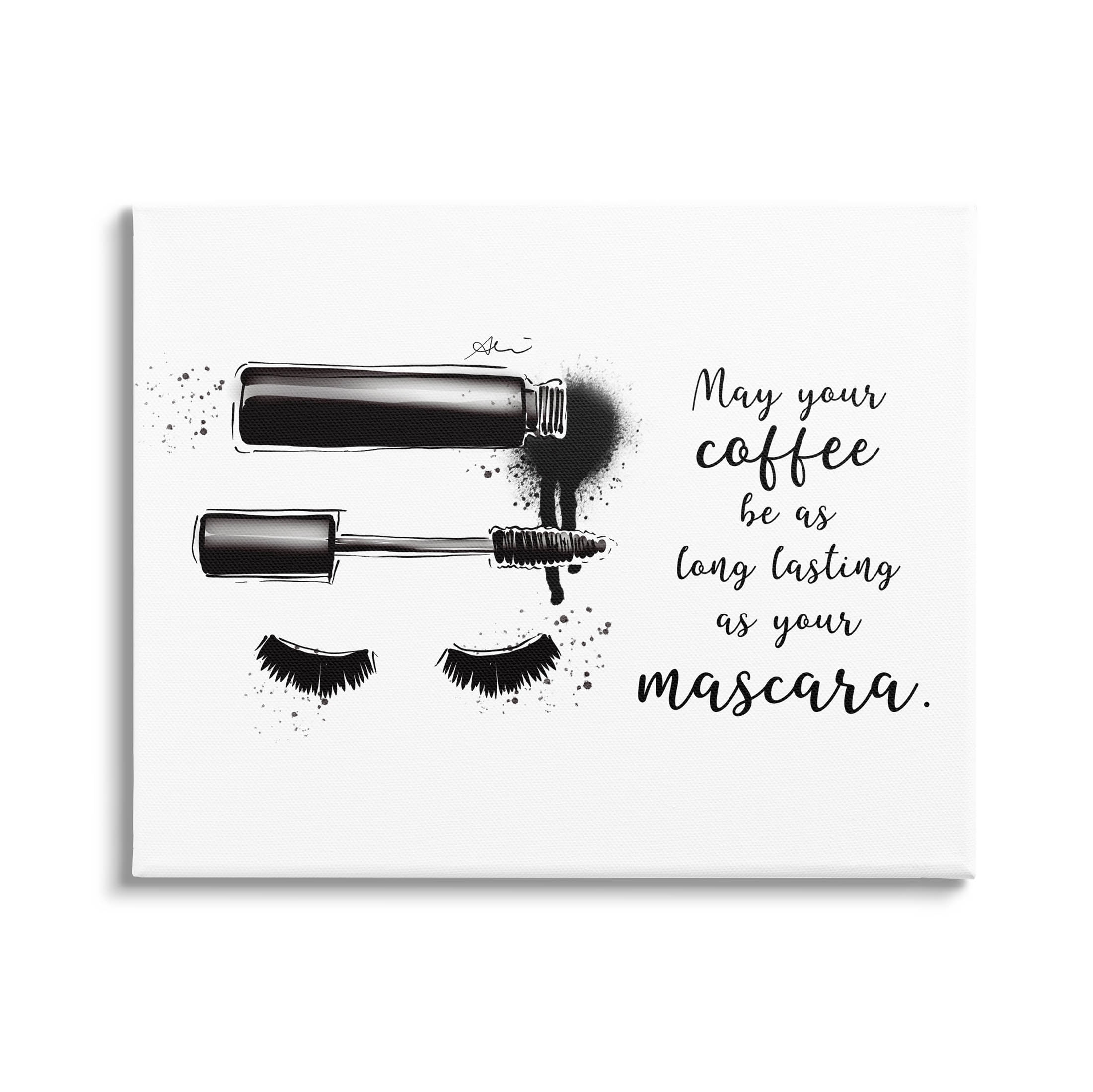 Stupell Industries Coffee & Lashes Mascara Phrase Graphic Art Gallery Wrapped Canvas Print Wall Art, Design by Alison Petrie