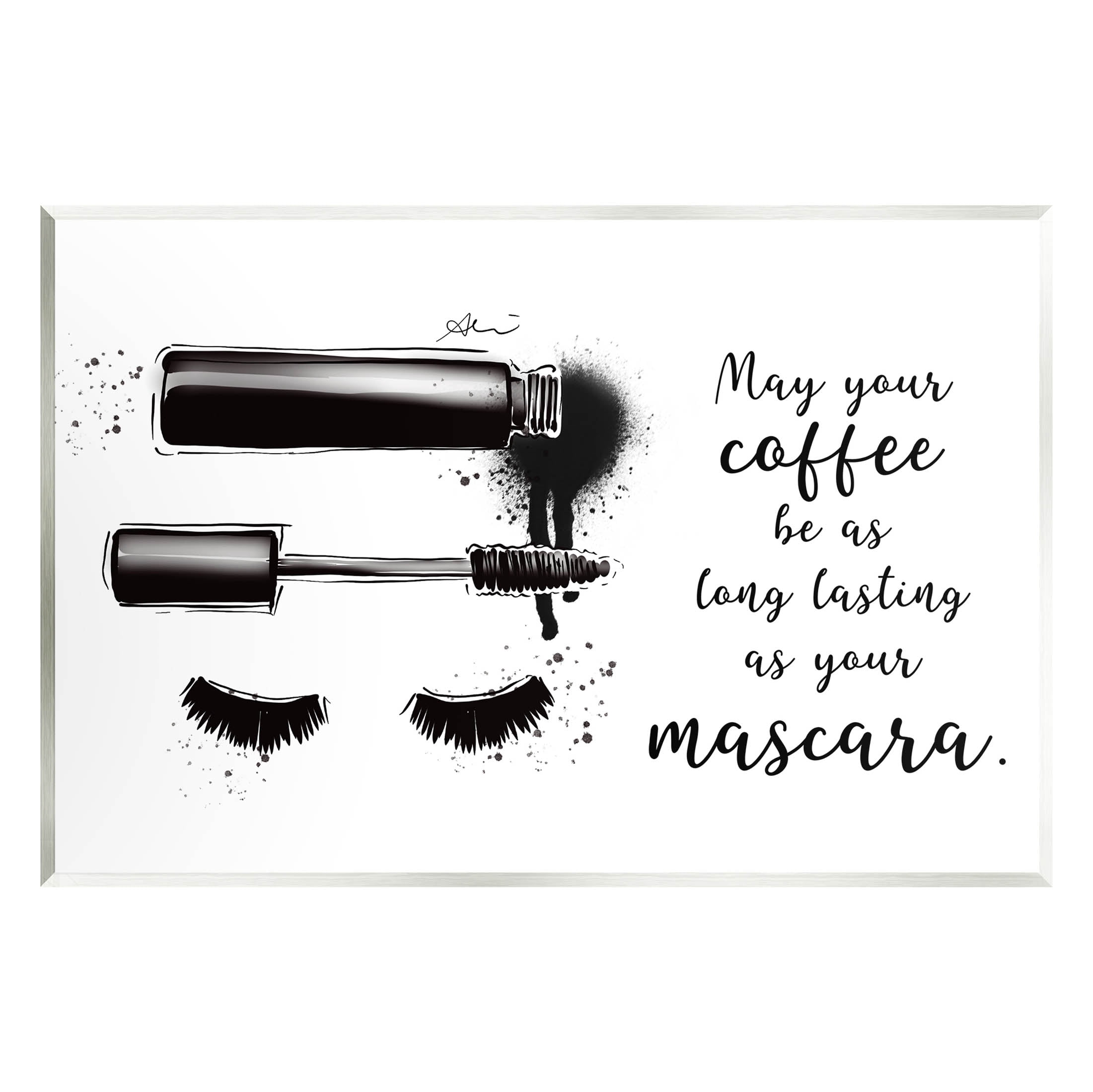 Stupell Industries Coffee & Lashes Mascara Phrase Graphic Art Unframed Art Print Wall Art, Design by Alison Petrie