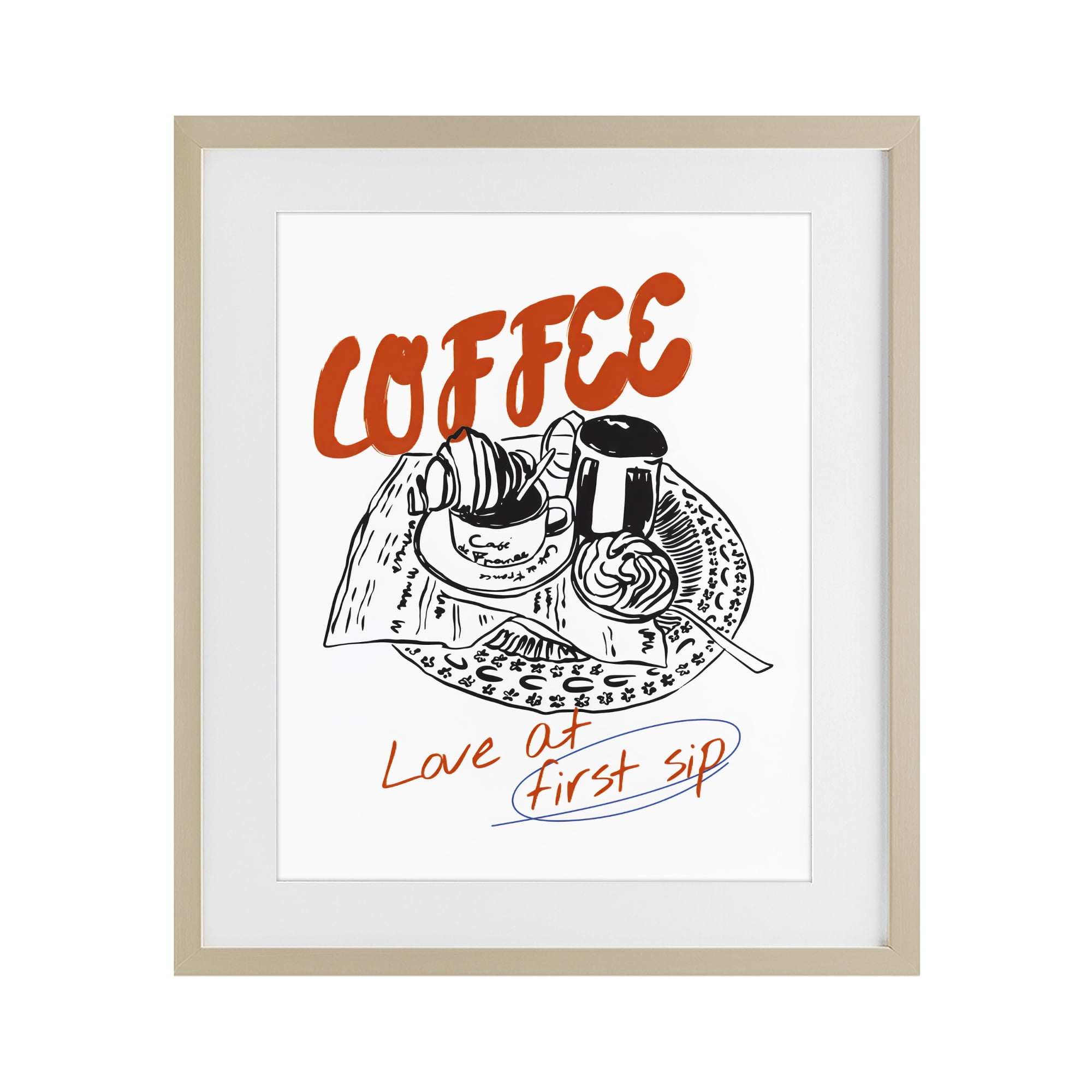 Stupell Industries Coffee Love At First Sip Birch Framed Print Under Glass, design by The Prints Vibe