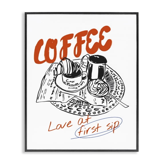 Stupell Industries Eclectic Coffee Love At First Sip Black Framed Giclee Art, 16 x 20, by The Prints Vibe