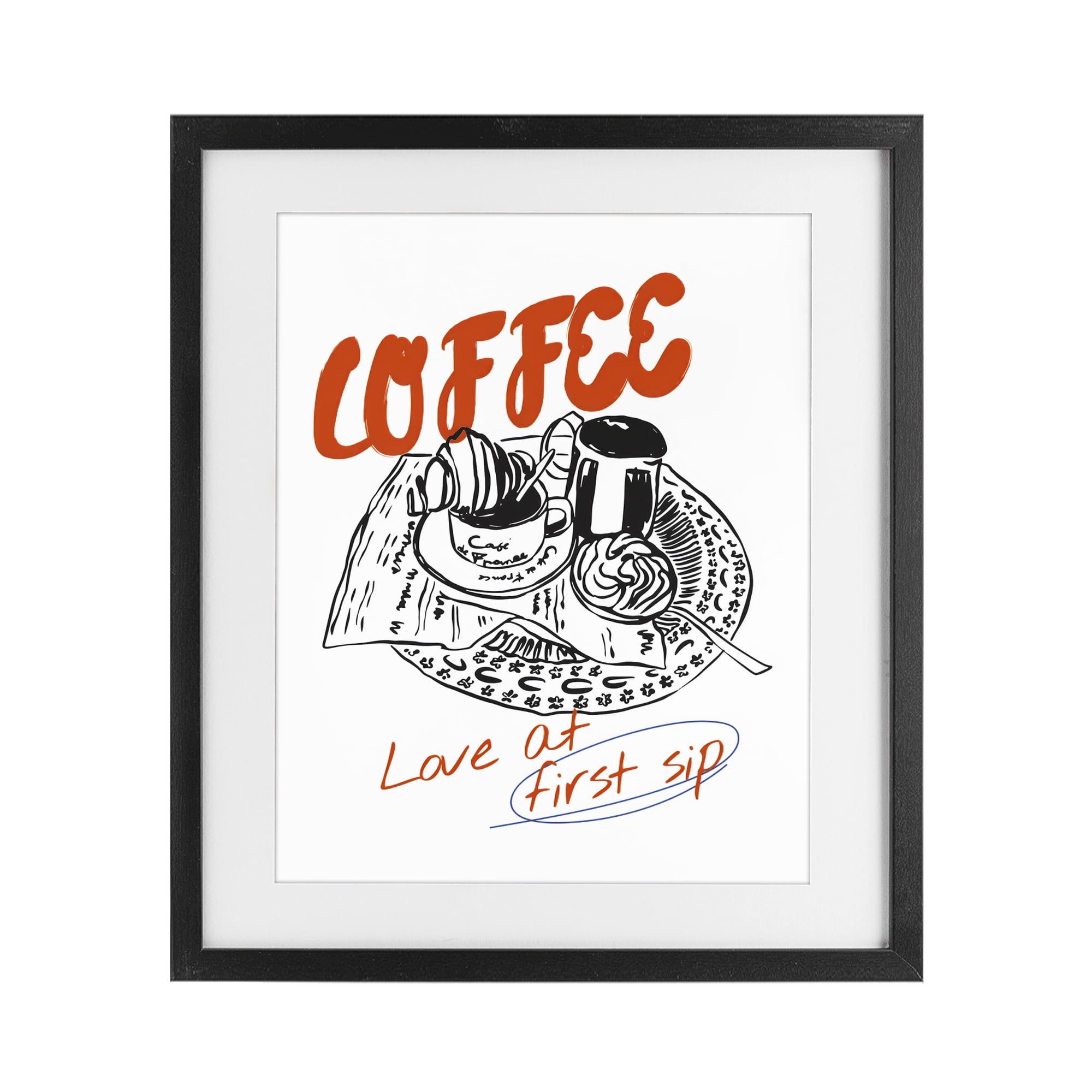 Stupell Industries Coffee Love At First Sip Black Framed Print Under Glass, design by The Prints Vibe