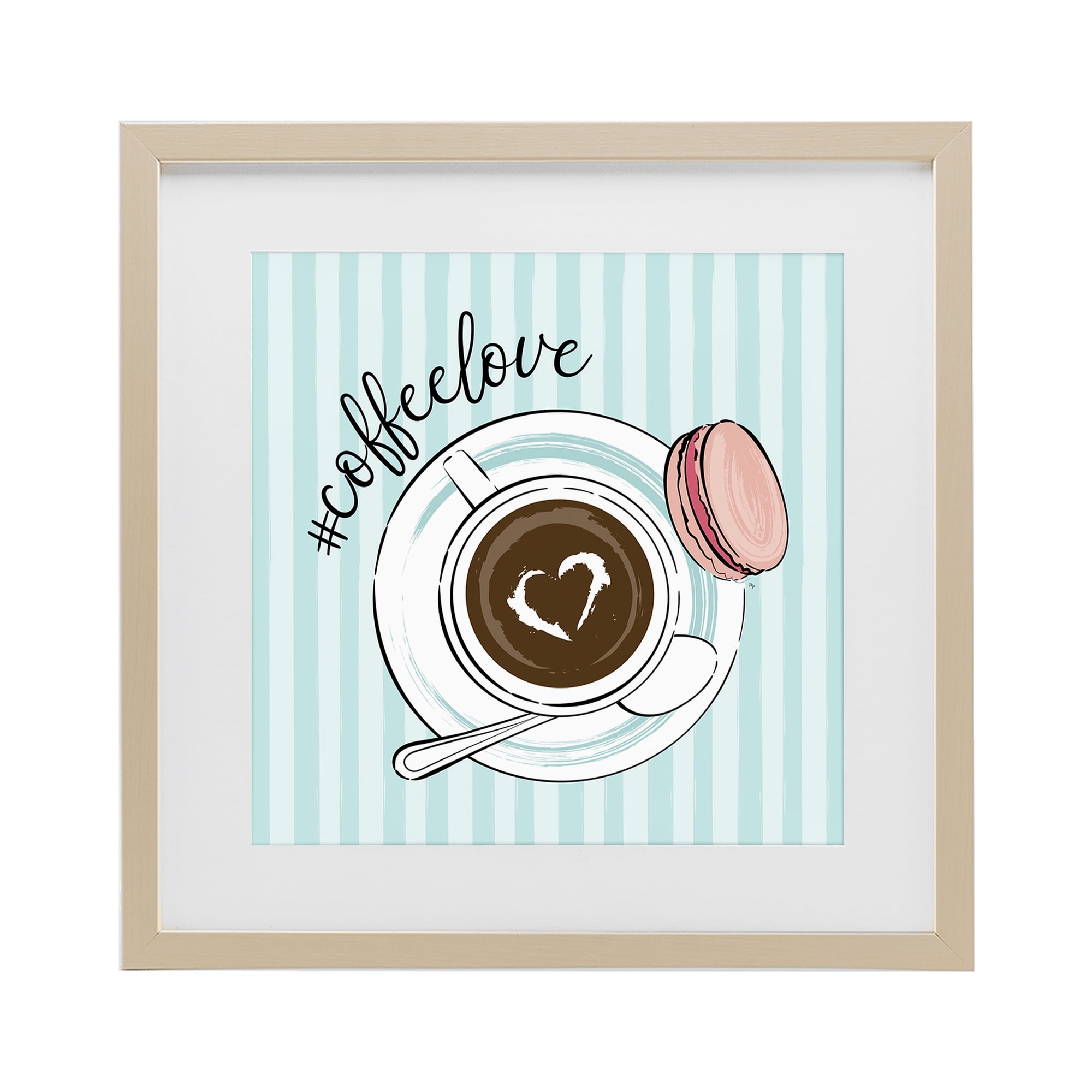 Stupell Industries Coffee Love Hashtag Birch Framed Print Under Glass, design by Martina Pavlova
