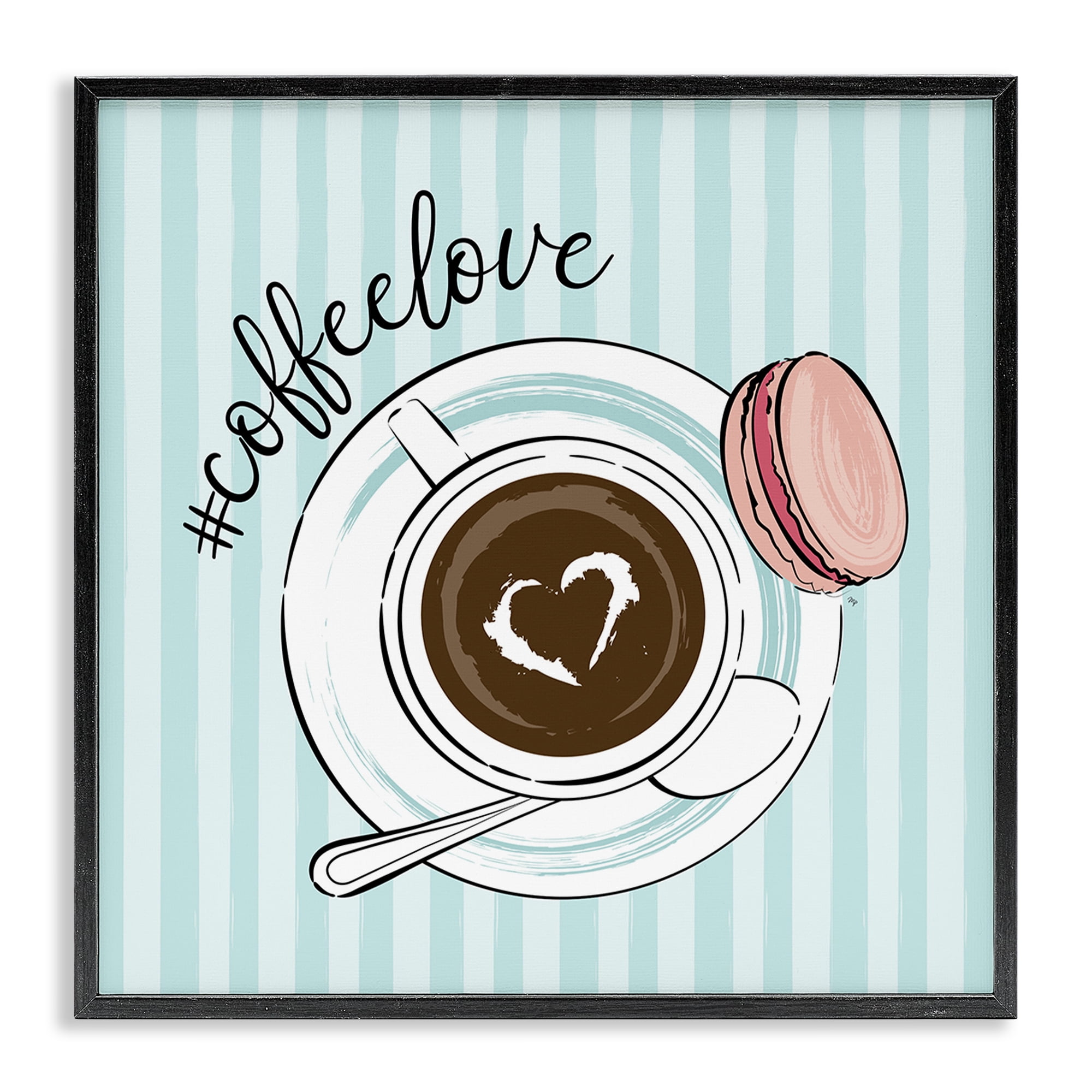 Stupell Industries Coffee Love Hashtag Black Framed Giclee Art, design by Martina Pavlova