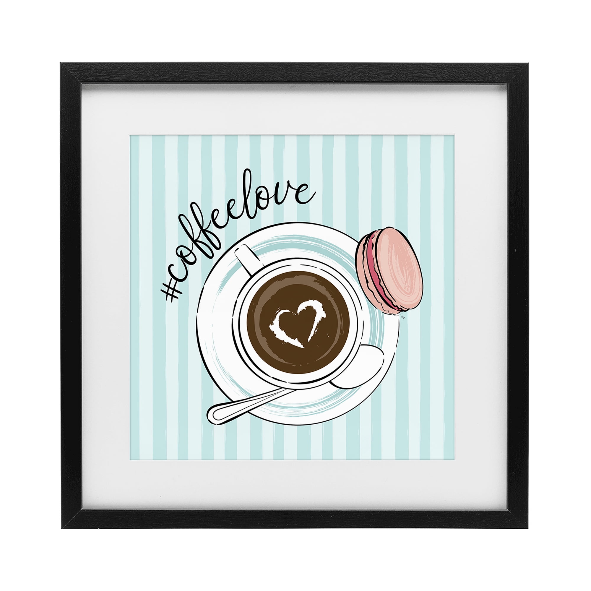 Stupell Industries Coffee Love Hashtag Black Framed Print Under Glass, design by Martina Pavlova