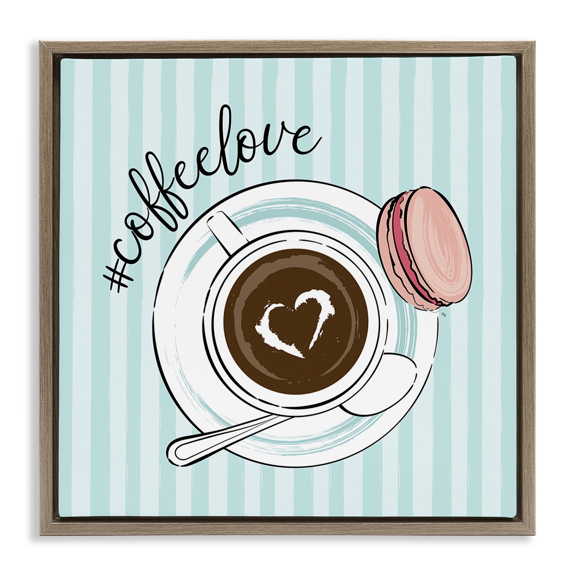 Stupell Industries Coffee Love Hashtag Brown Framed Floater Canvas Wall Art, design by Martina Pavlova