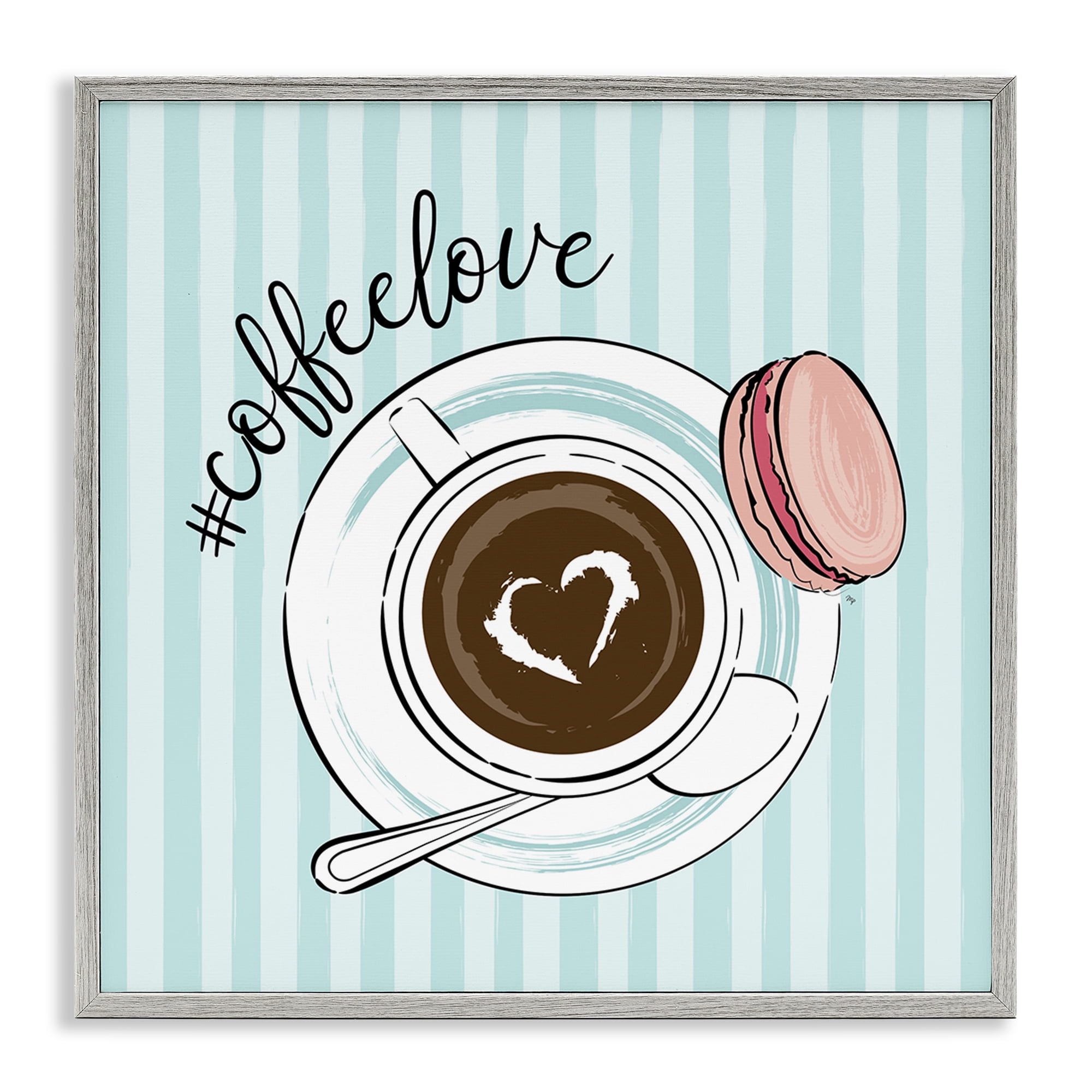 Stupell Industries Coffee Love Hashtag Gray Framed Giclee Art, design by Martina Pavlova