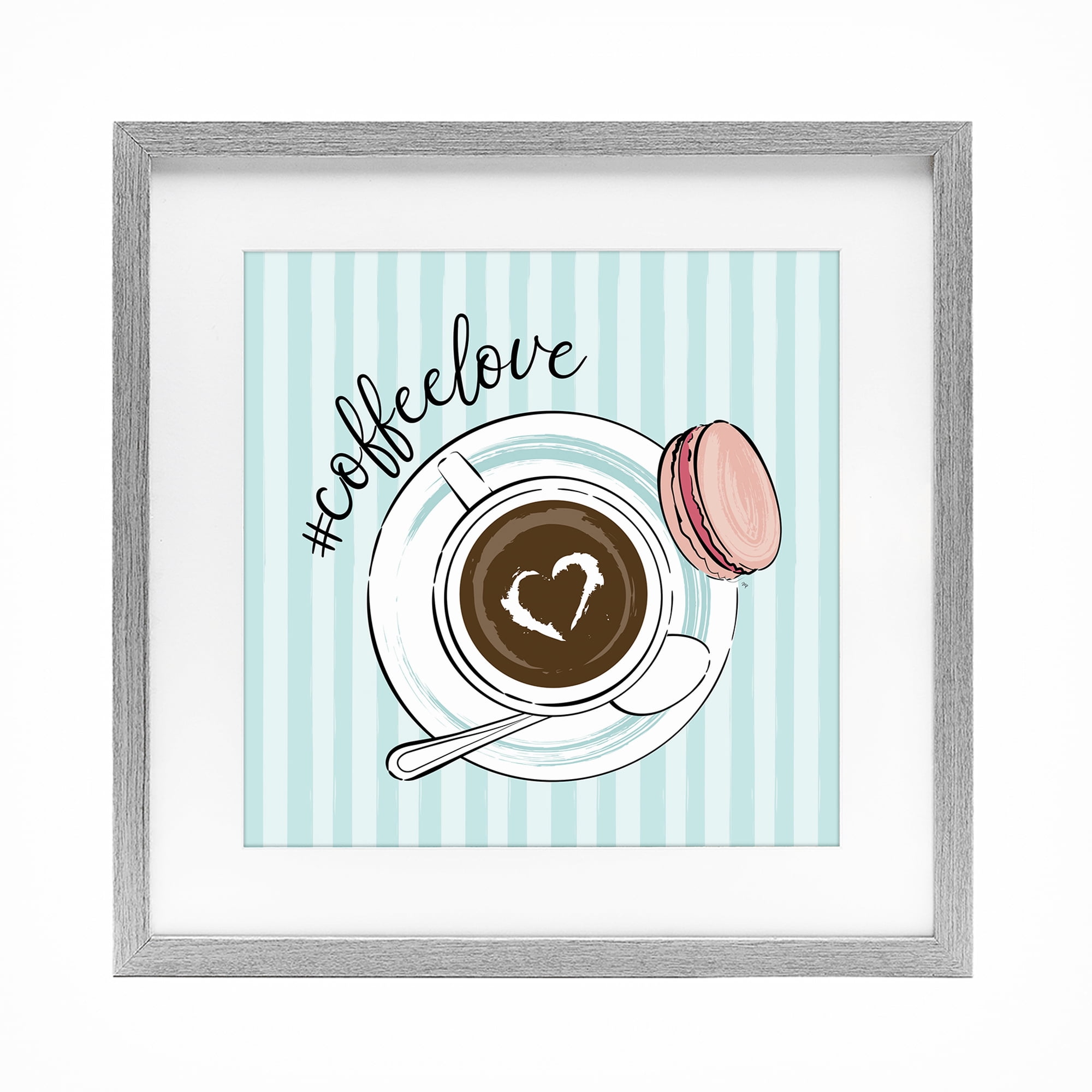 Stupell Industries Coffee Love Hashtag Gray Framed Print Under Glass, design by Martina Pavlova