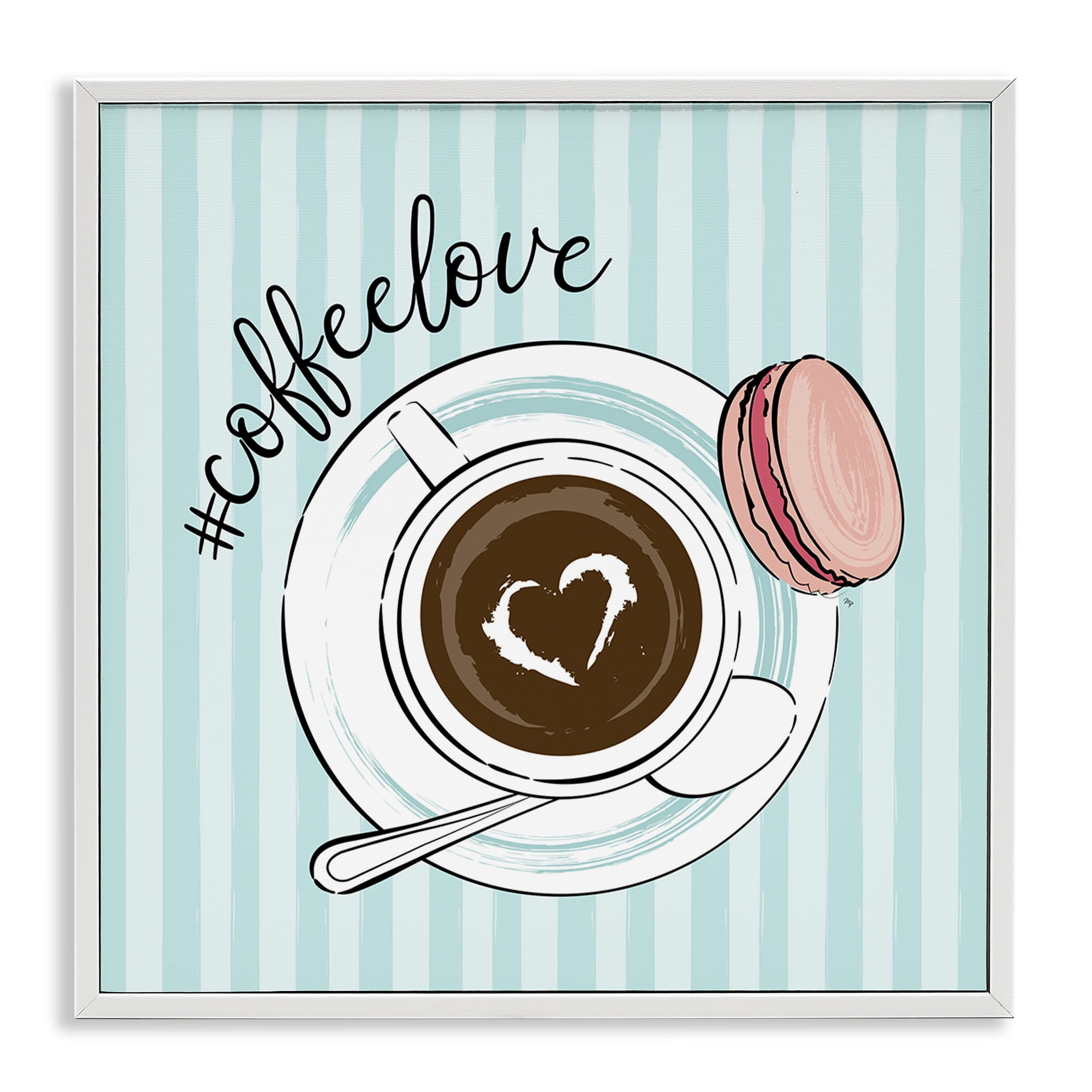 Stupell Industries Coffee Love Hashtag White Framed Giclee Art, design by Martina Pavlova