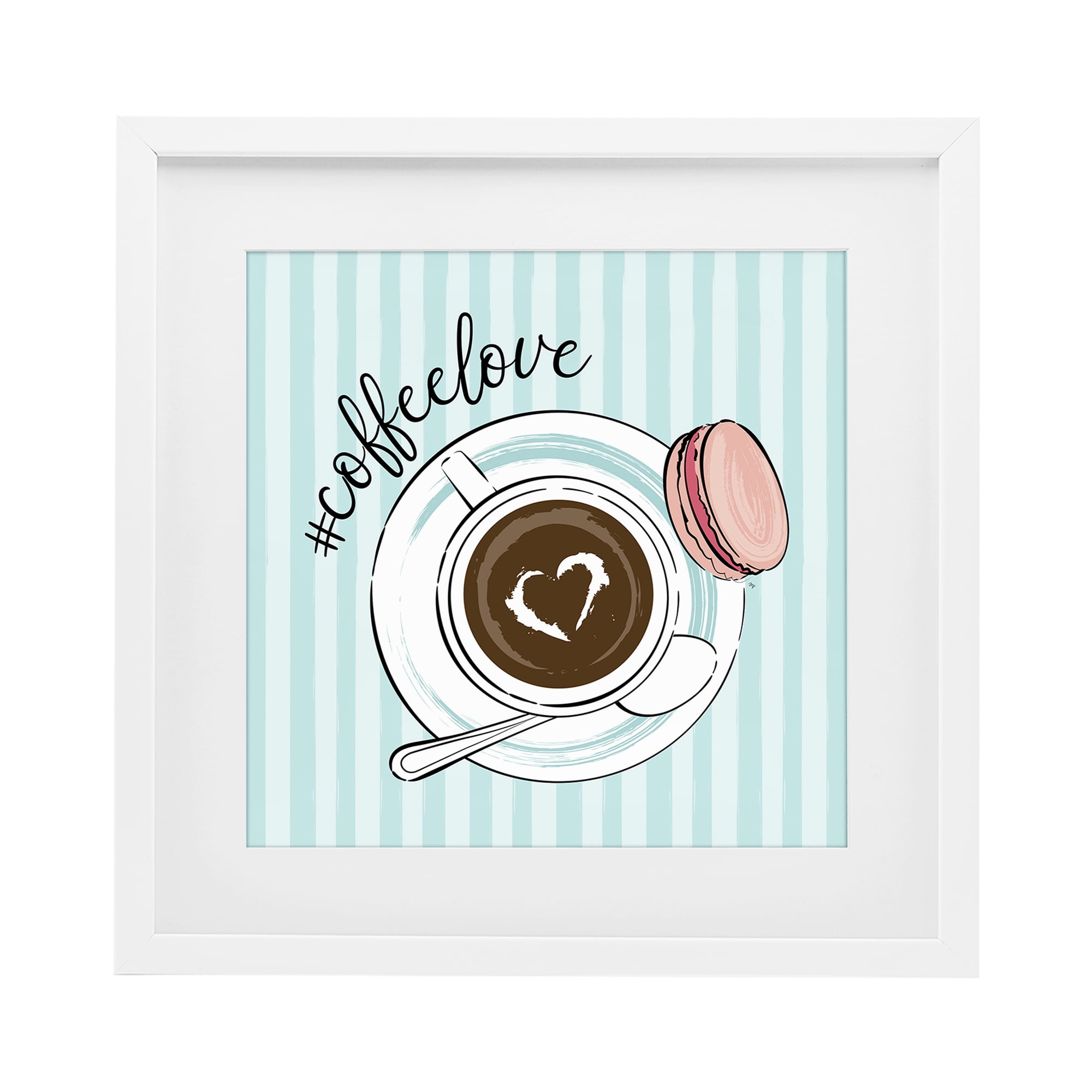 Stupell Industries Coffee Love Hashtag White Framed Print Under Glass, design by Martina Pavlova