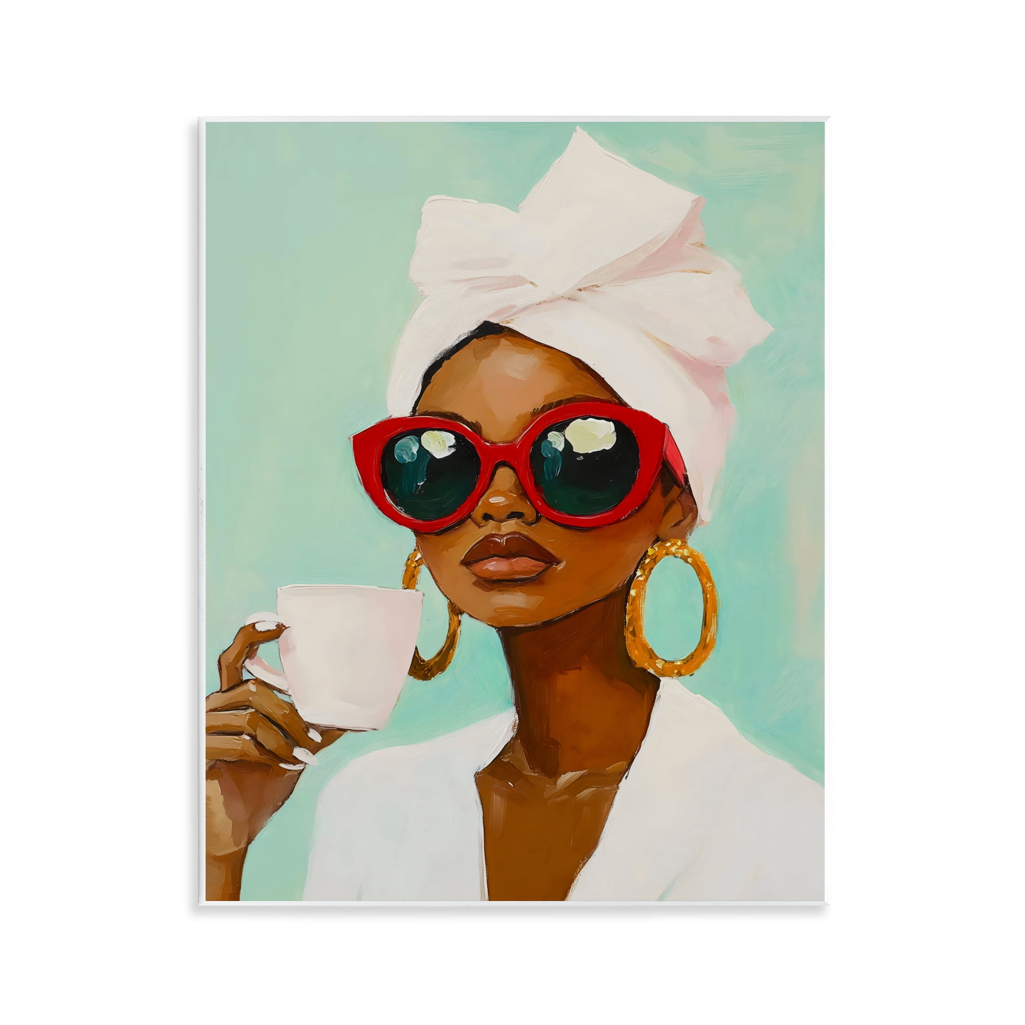 Stupell Industries Coffee Lover in Red Sunglasses Wall Plaque Art, design by The Prints Vibe