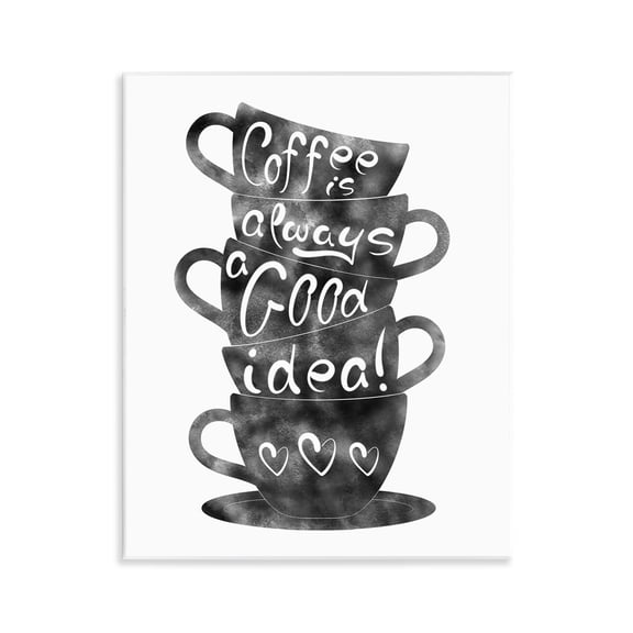 Stupell Industries Coffee Mugs Stacked & Phrase Food & Beverage Painting Unframed Art Print Wall Art, 11 x 14