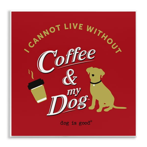 Stupell Industries Coffee & My Dog Animals Painting Unframed Art Print Wall Art, 12 x 12