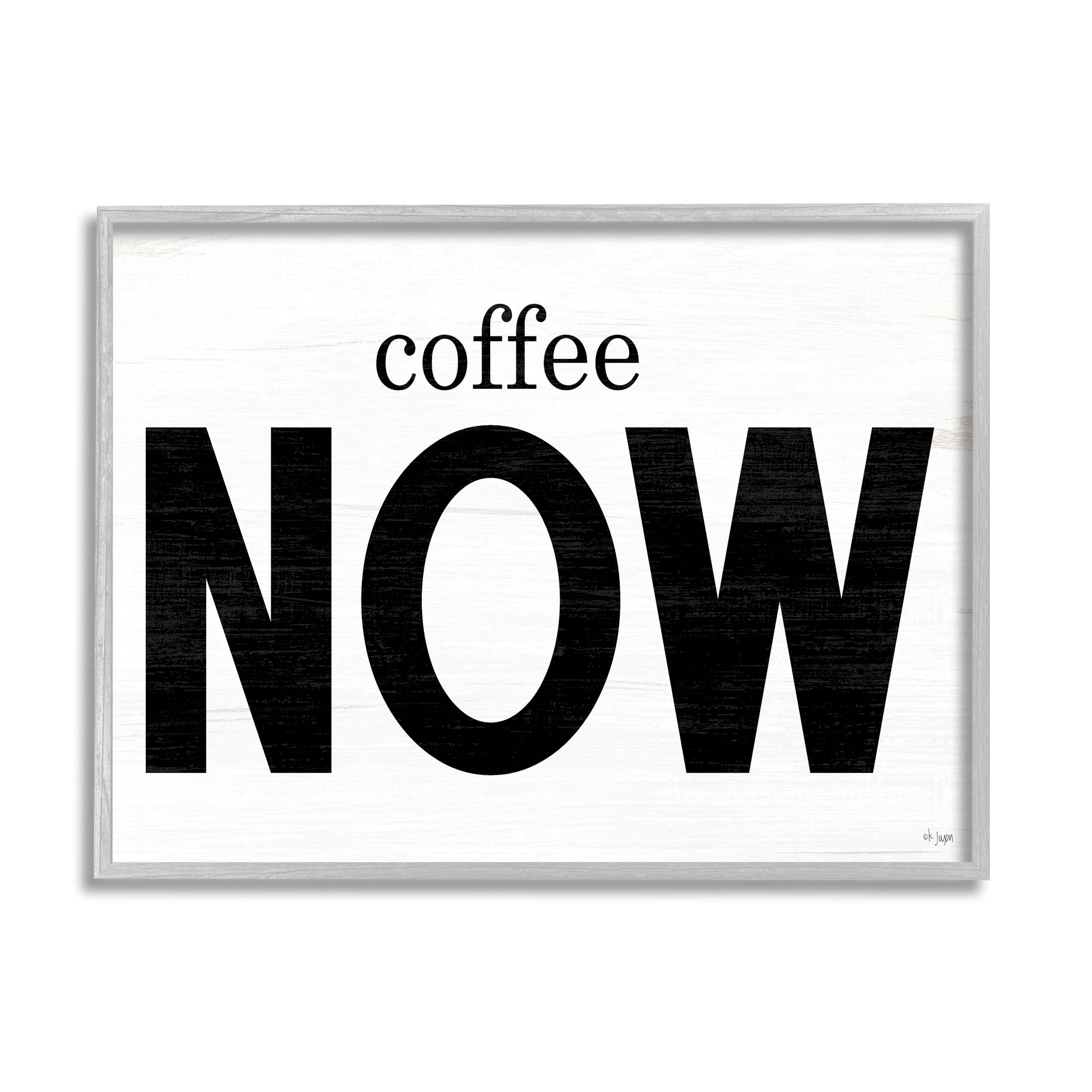 Stupell Industries Coffee Now Phrase Food & Beverage Painting Gray Framed Art Print Wall Art, 20 x 16