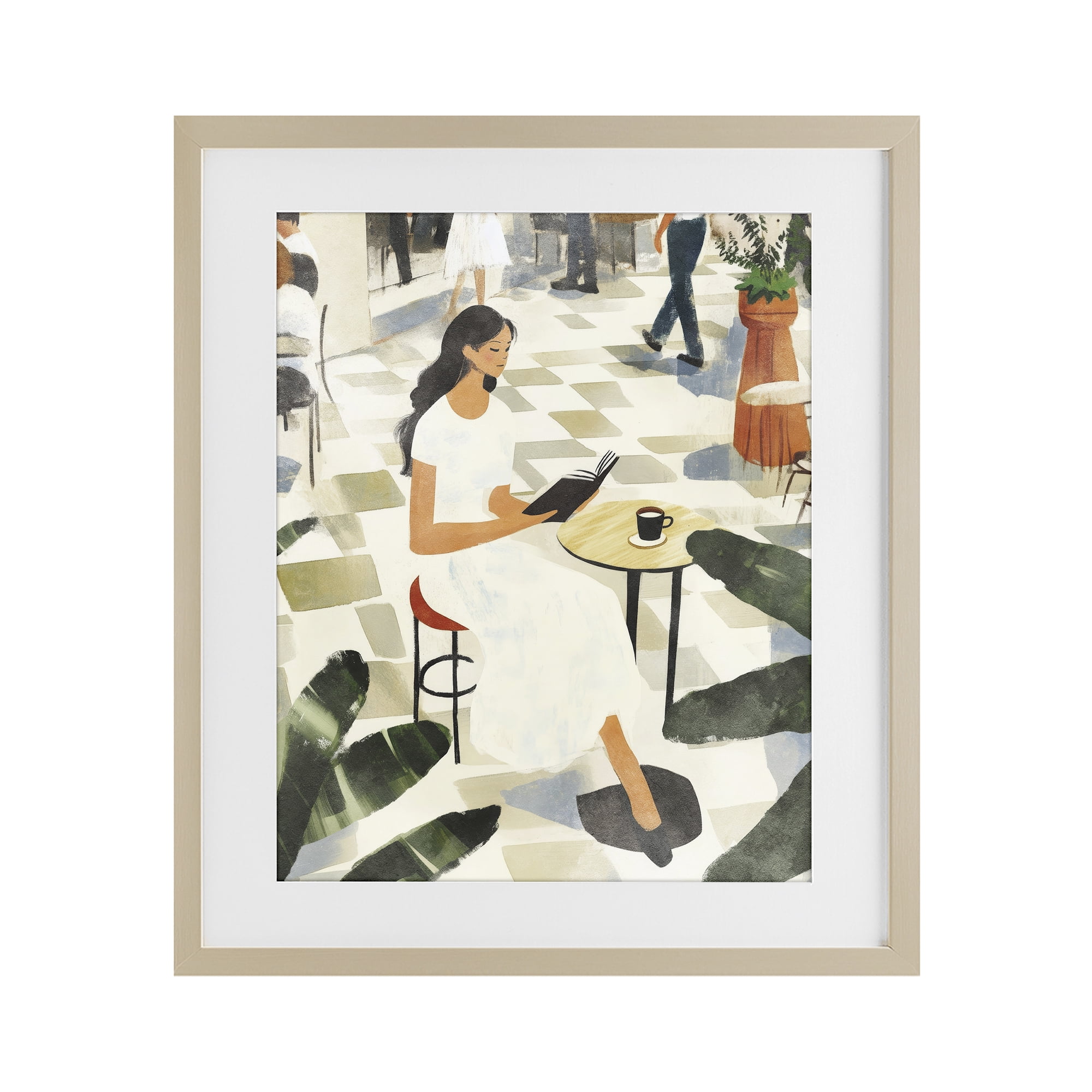 Stupell Industries Coffee & Pages in Cafe Birch Framed Print Under Glass, design by Svetlana Aleynikova
