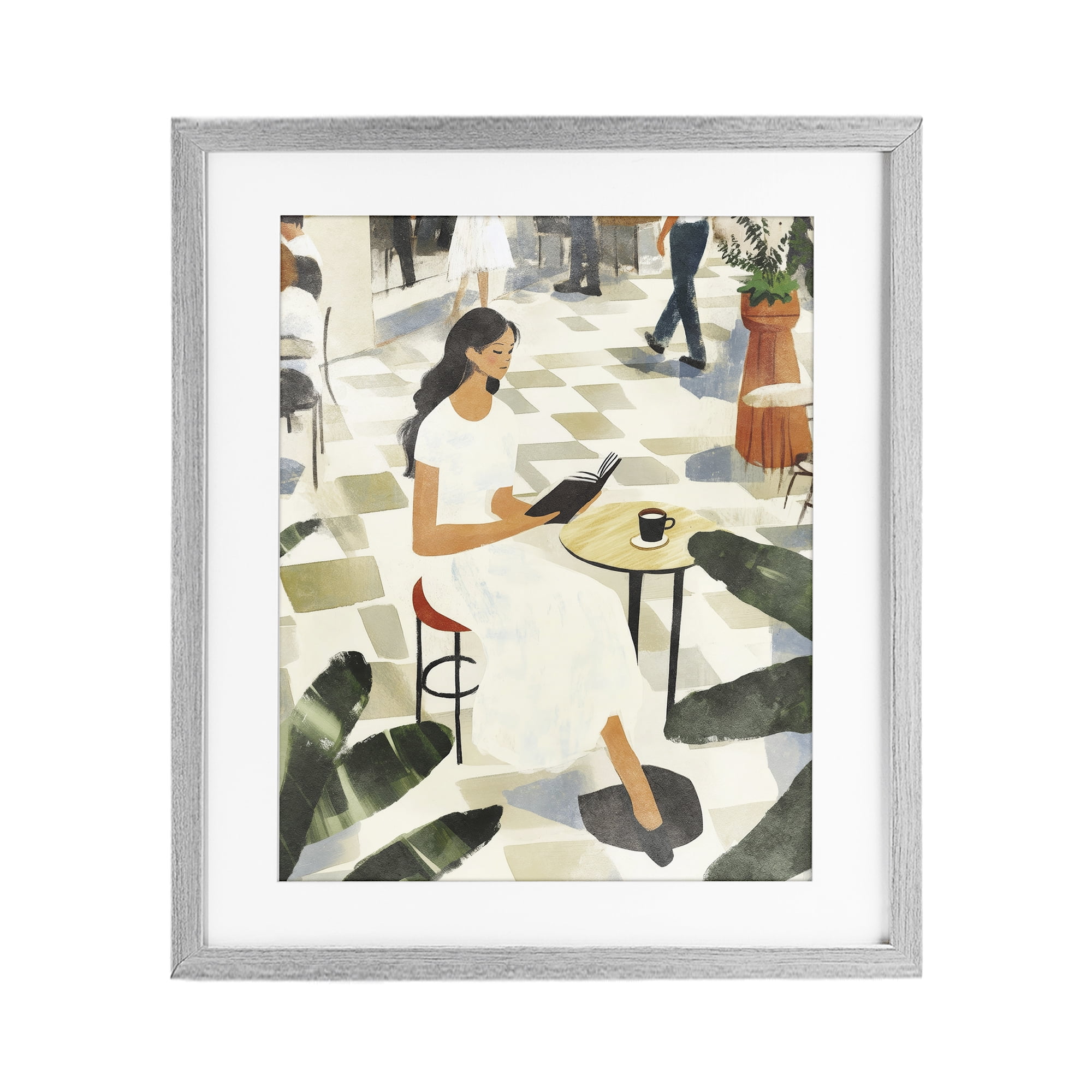 Stupell Industries Coffee & Pages in Cafe Gray Framed Print Under Glass, design by Svetlana Aleynikova