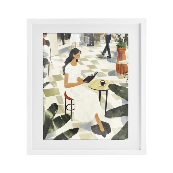 Stupell Industries Coffee & Pages in Cafe White Framed Print Under Glass, design by Svetlana Aleynikova