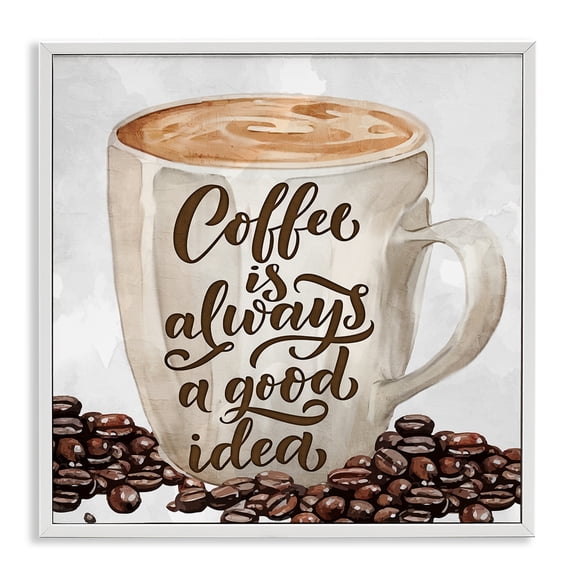 Stupell Industries Coffee Phrase Classic Mug Food & Beverage Painting White Framed Art Print Wall Art, 12 x 12