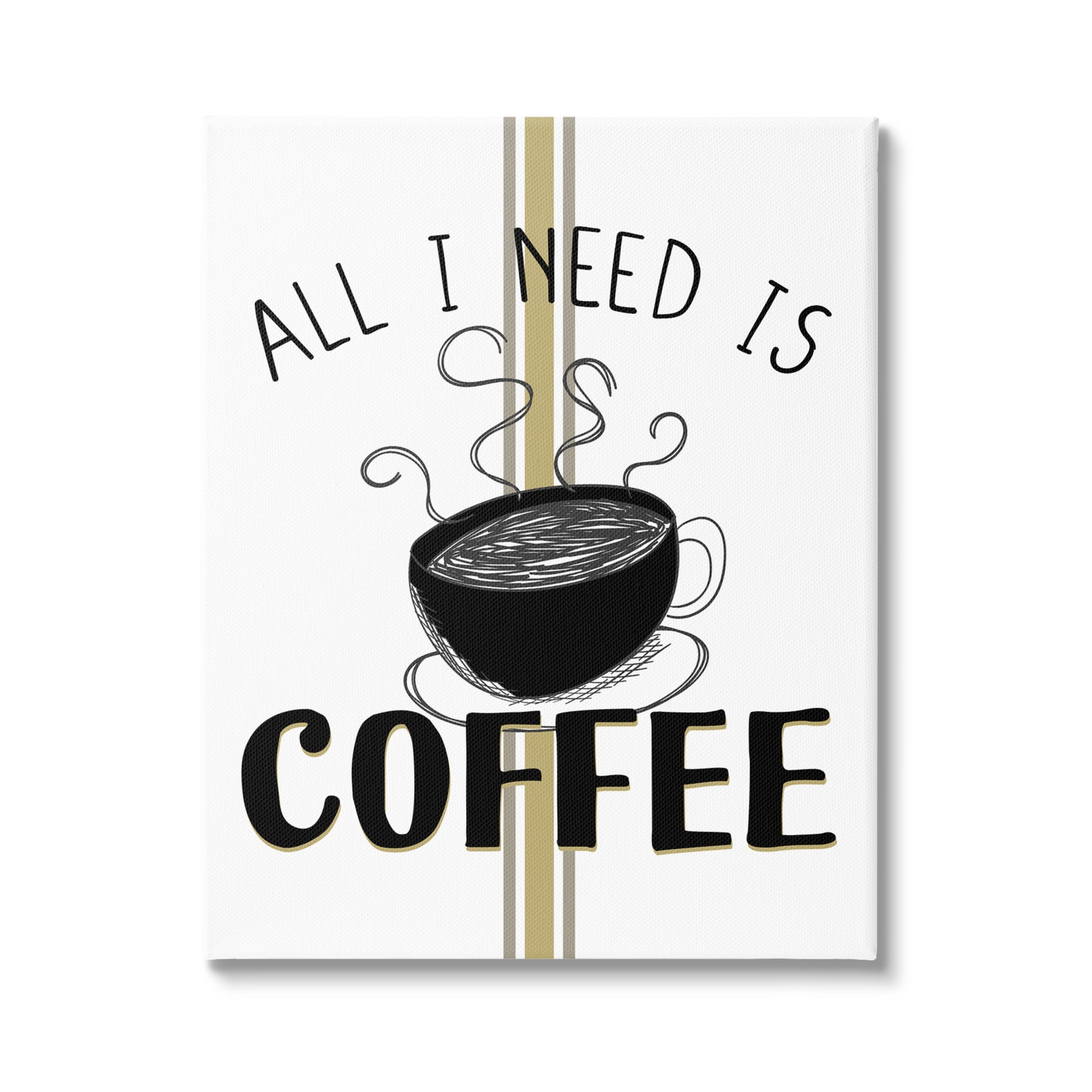 Stupell Industries Coffee Phrase with Bistro Stripe Food & Beverage Painting Gallery Wrapped Canvas Art Print Wall Art, 30 x 40
