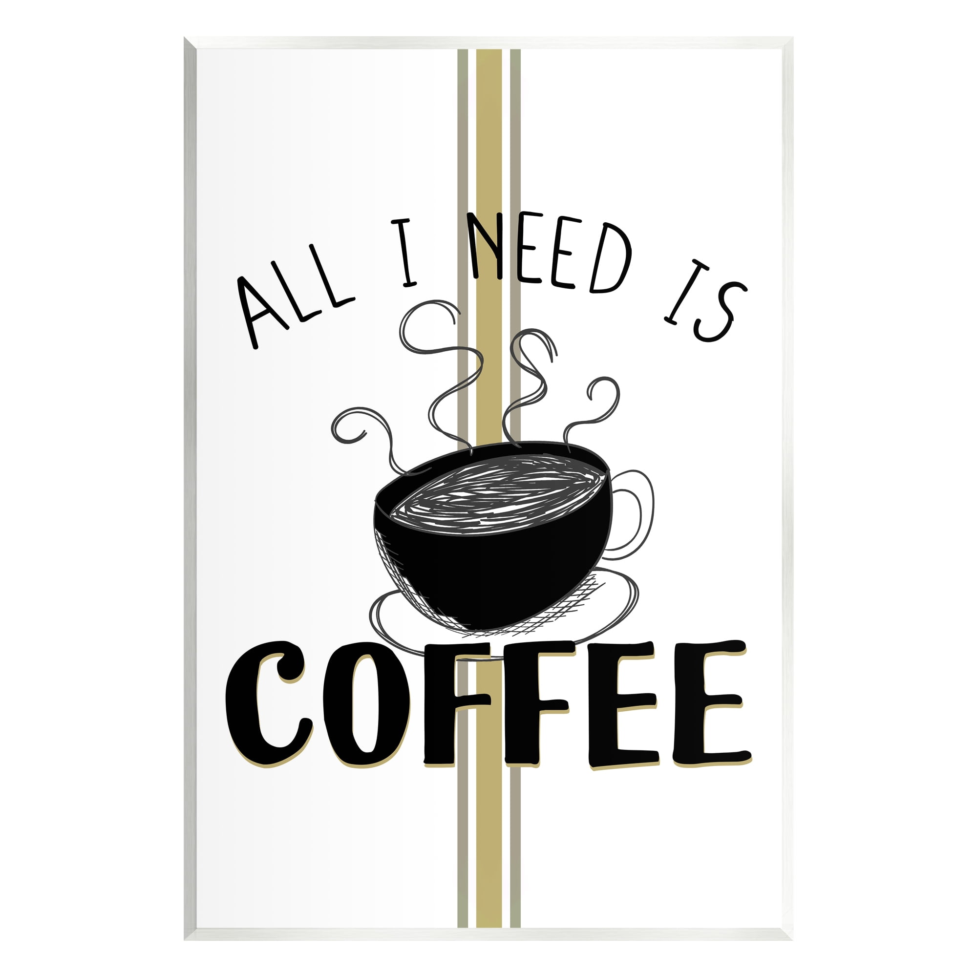 Stupell Industries Coffee Phrase with Bistro Stripe Food & Beverage Painting Unframed Art Print Wall Art, 10 x 15