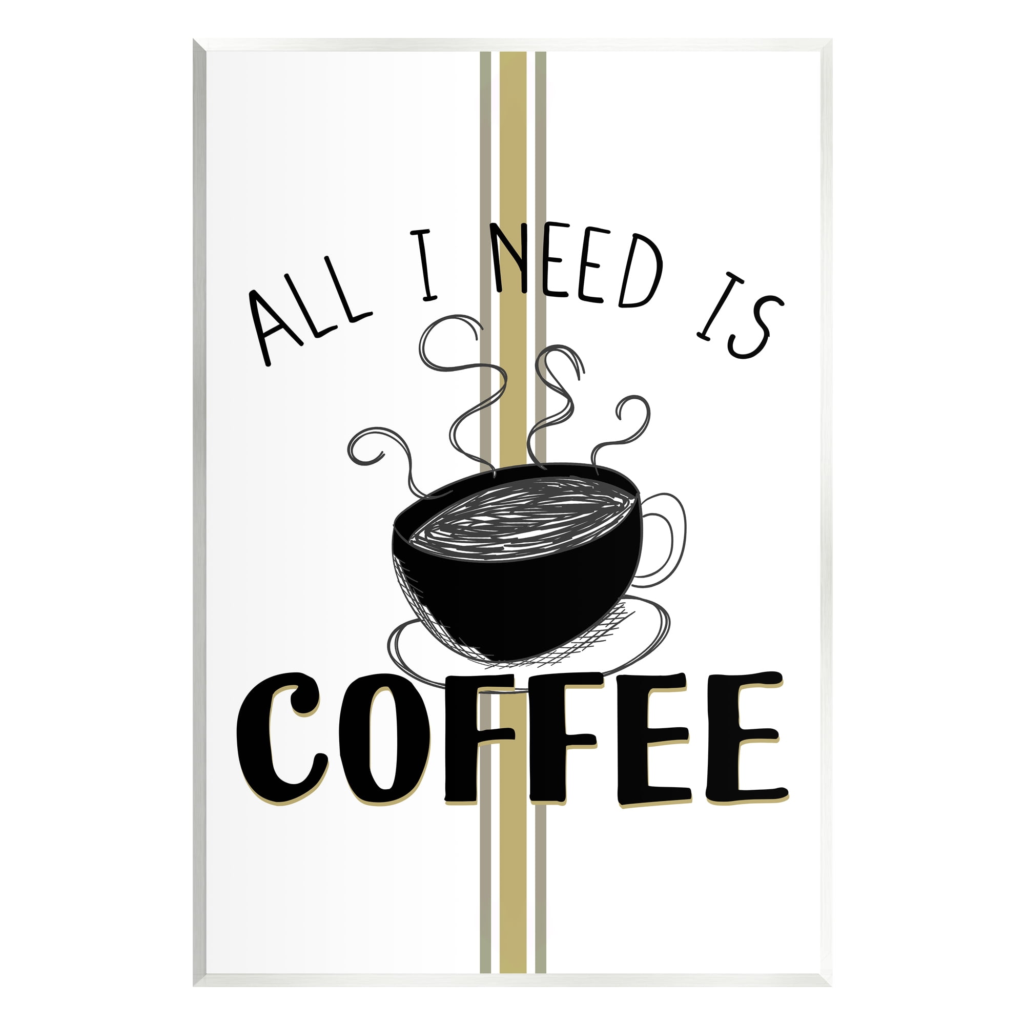 Stupell Industries Coffee Phrase with Bistro Stripe Food & Beverage Painting Unframed Art Print Wall Art, 13 x 19