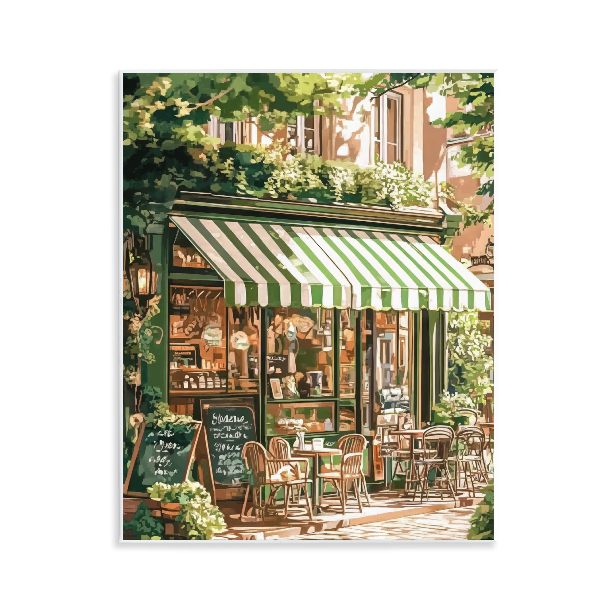 Stupell Industries Coffee Shop Awning & Greenery Wall Plaque Art, design by LSR Design Studio