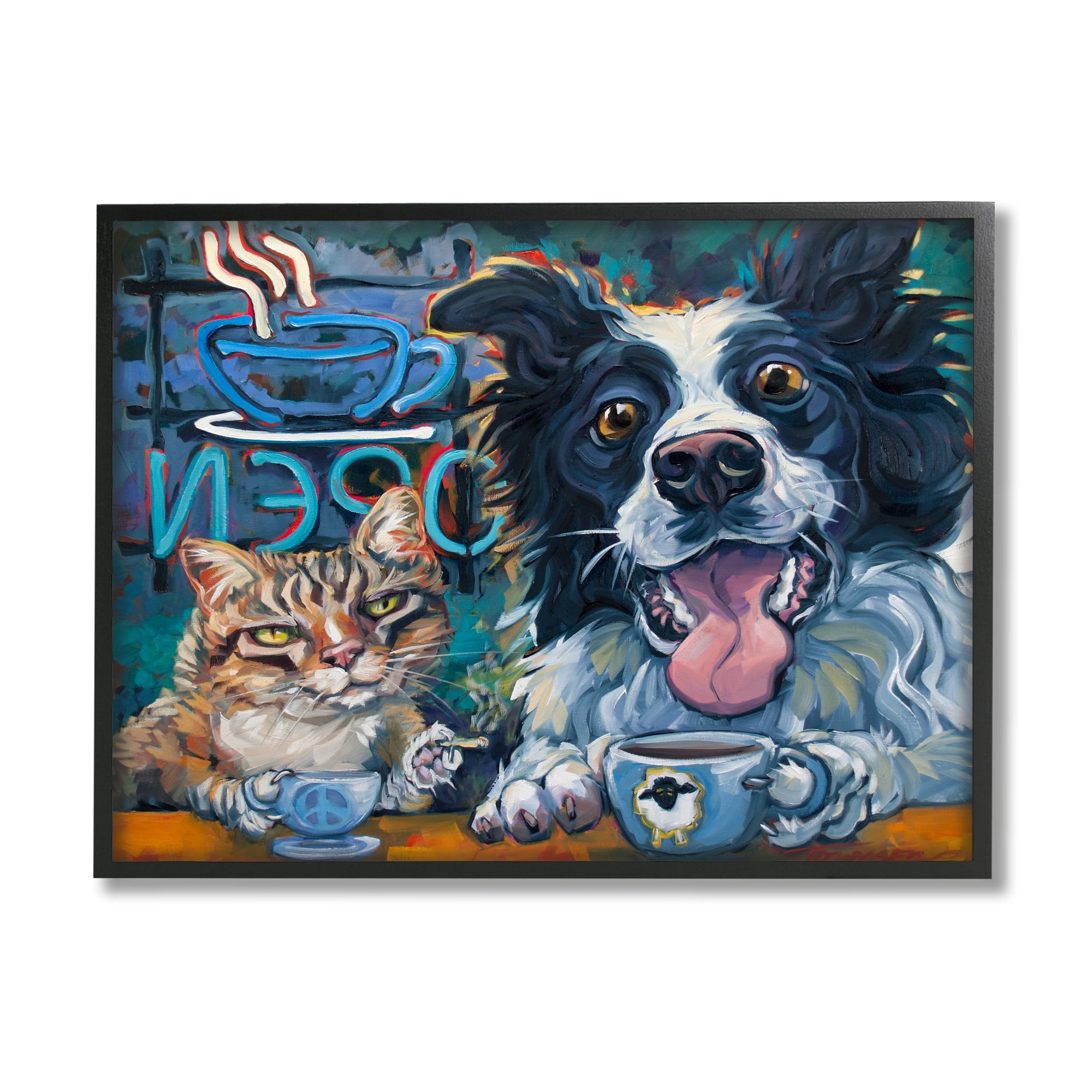 Stupell Industries Coffee Shop Pets Cat Dog Open Diner Counter, 20 x 16, Design by CR Townsend