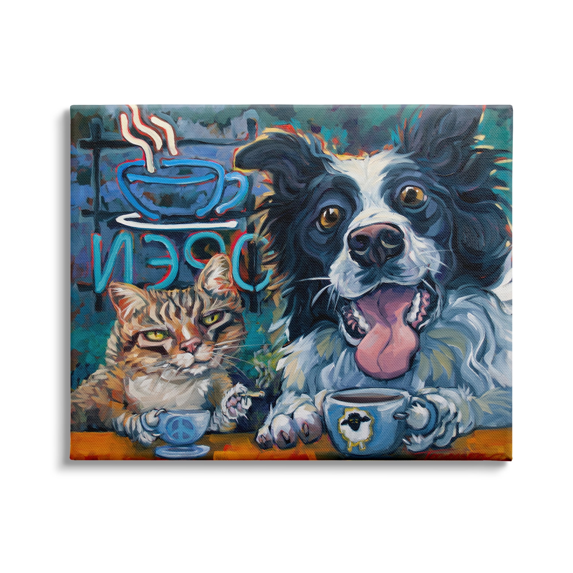 Stupell Industries Coffee Shop Pets Cat Dog Open Diner Counter, 20 x 16, Design by CR Townsend