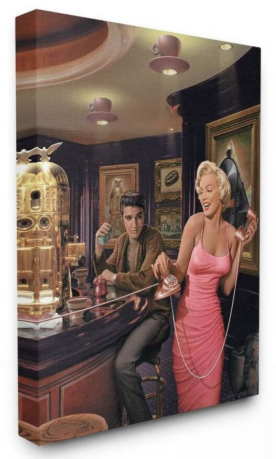 Stupell Industries Coffee Shop Phone Call Vintage Hollywood Movie Star Classic Illustration Canvas Wall Art by Jadei Graphics