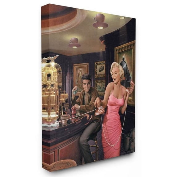 Stupell Industries Coffee Shop Phone Call Vintage Hollywood Movie Star Classic Illustration Canvas Wall Art by Jadei Graphics