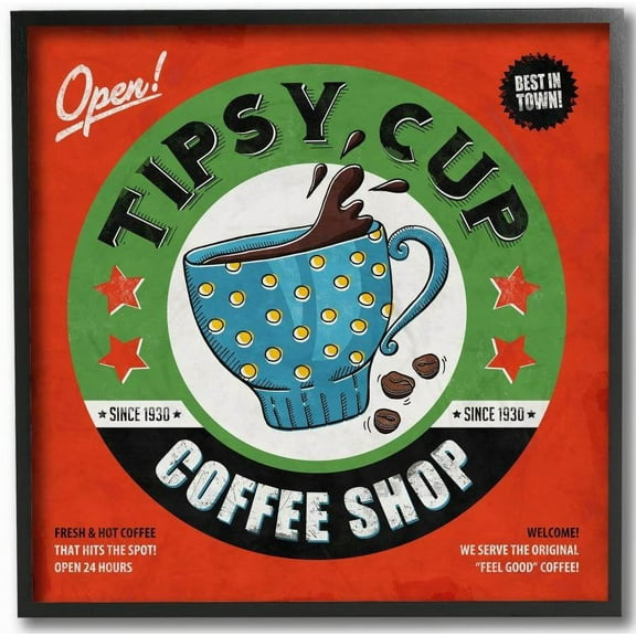 Stupell Industries Coffee Shop Vintage Comic Book Design Framed Wall Art by Ester Kay