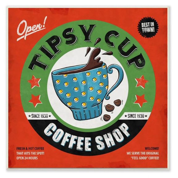 Stupell Industries Coffee Shop Vintage Comic Book Design Wall Plaque by Ester Kay