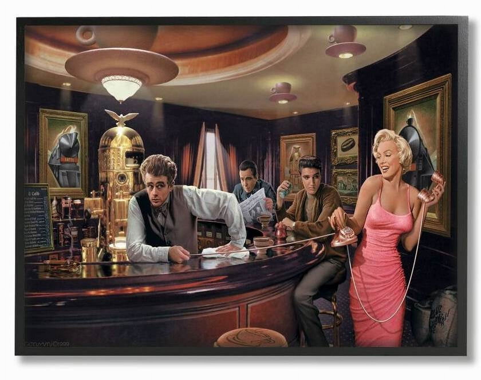 Stupell Industries Coffee Shop Vintage Hollywood Movie Star Classic Illustration Framed Wall Art by Jadei Graphics