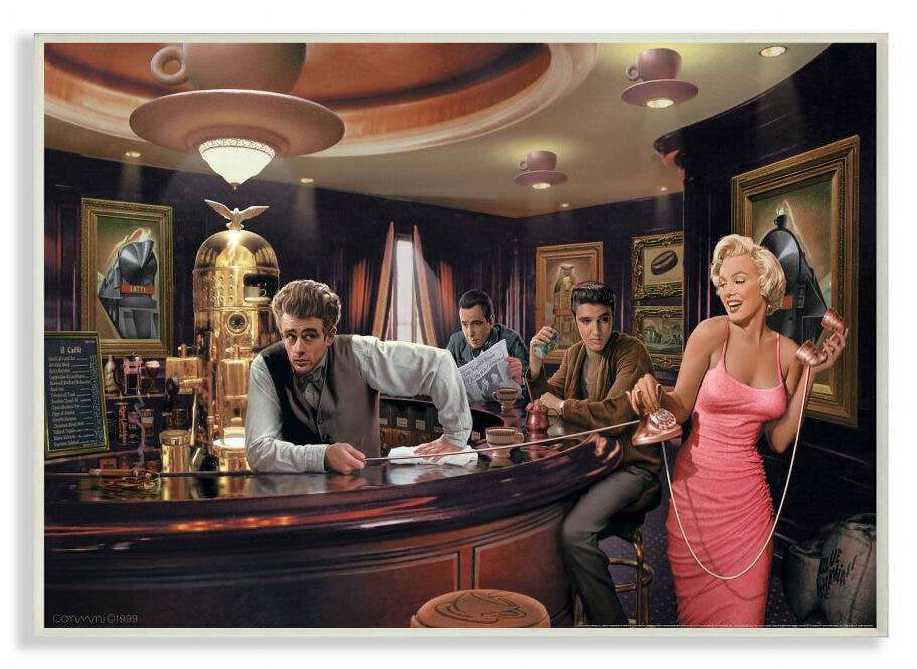Stupell Industries Coffee Shop Vintage Hollywood Movie Star Classic Illustration Wall Plaque by Jadei Graphics