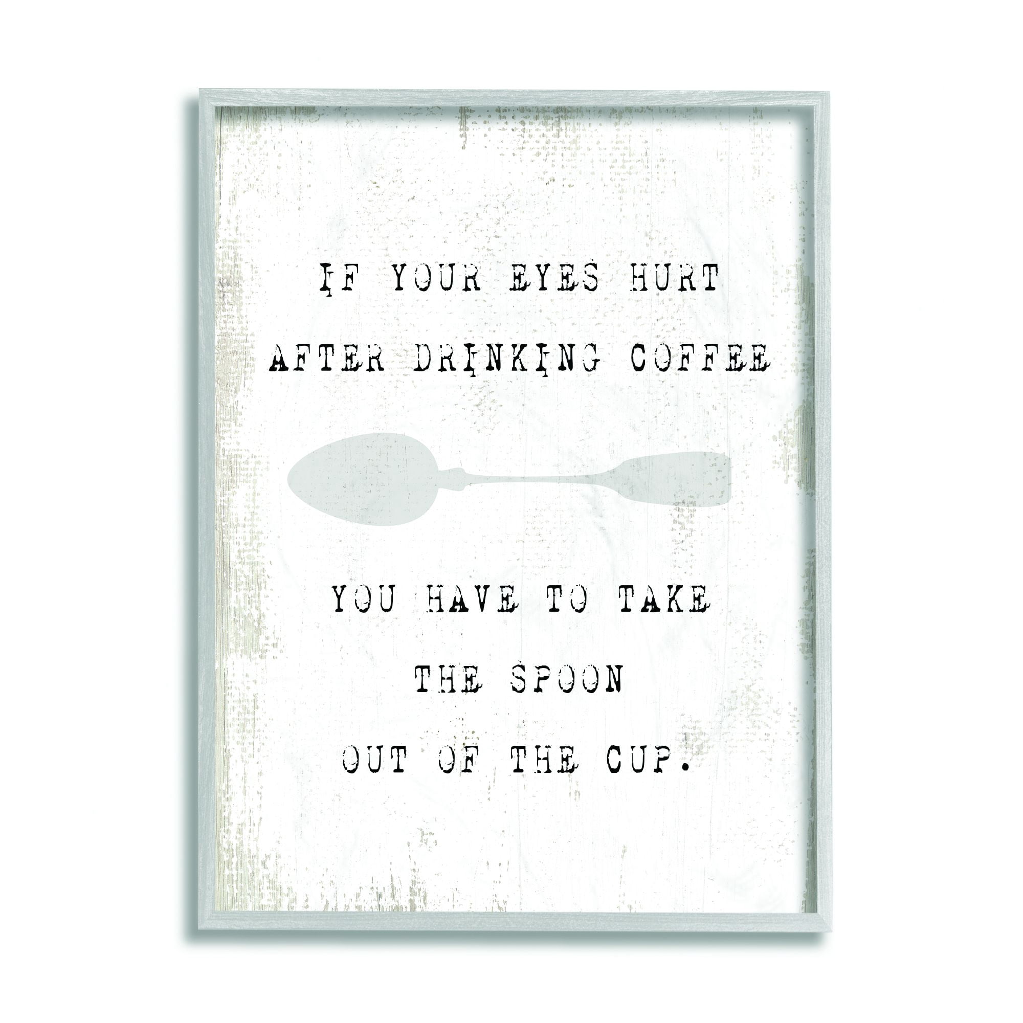 Stupell Industries Coffee Spoon Funny Kitchen Family Home Word Design Framed Wall Art by Daphne Polselli