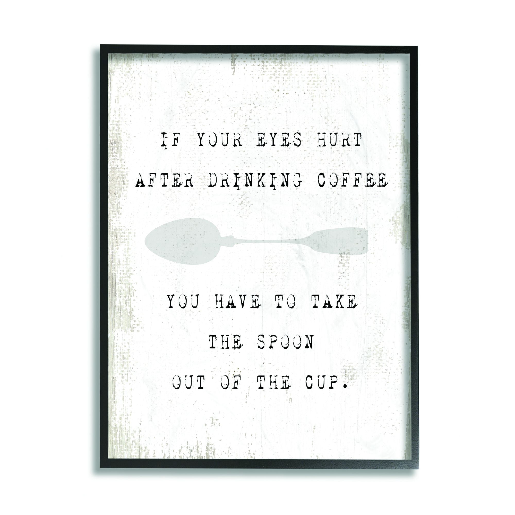 Stupell Industries Coffee Spoon Funny Kitchen Family Home Word Design Framed Wall Art by Daphne Polselli