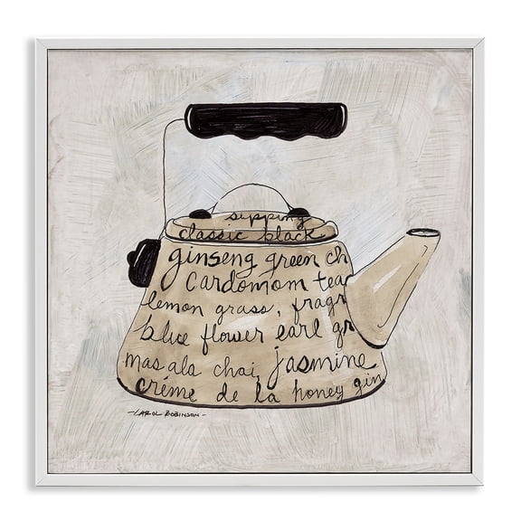 Stupell Industries Coffee & Tea Kettle Phrases Quotes and Sayings Painting White Framed Art Print Wall Art, 12 x 12