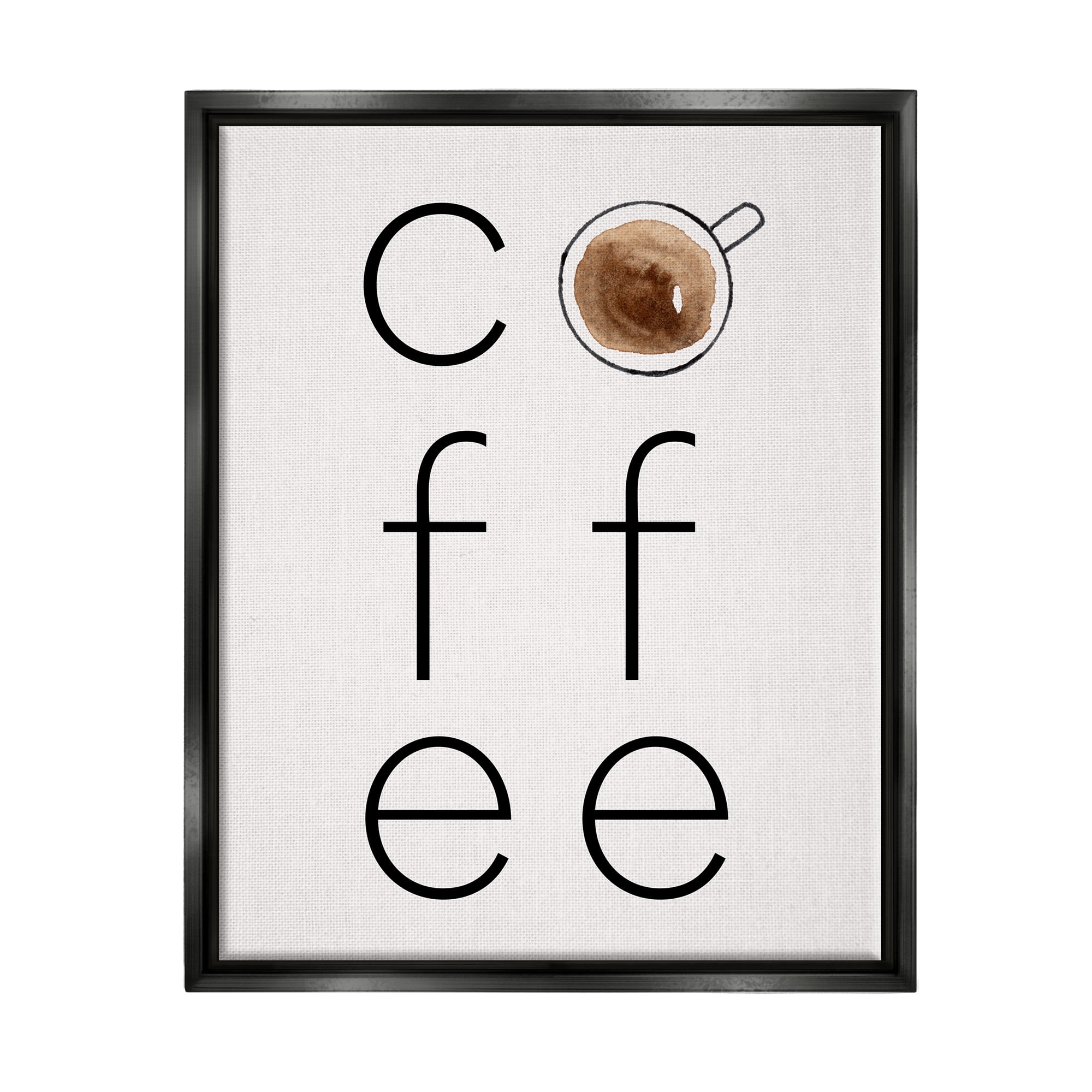Stupell Industries Coffee Text & Mug Food & Beverage Painting Black Floater Framed Canvas Art Print Wall Art, 25 x 31