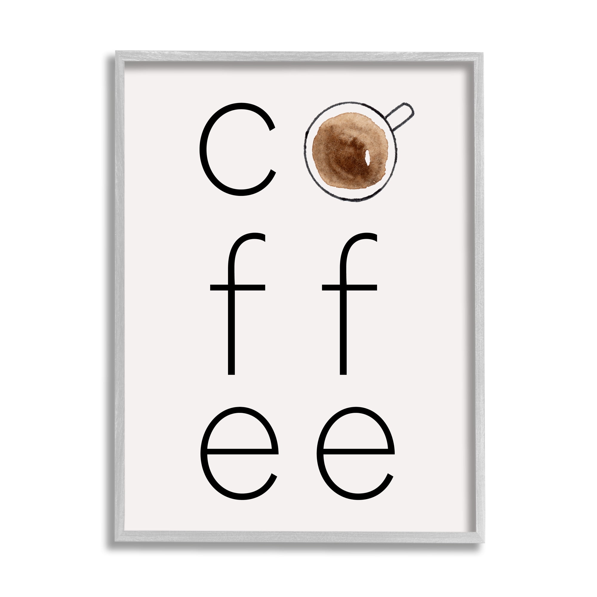 Stupell Industries Coffee Text & Mug Food & Beverage Painting Gray Framed Art Print Wall Art, 24 x 30