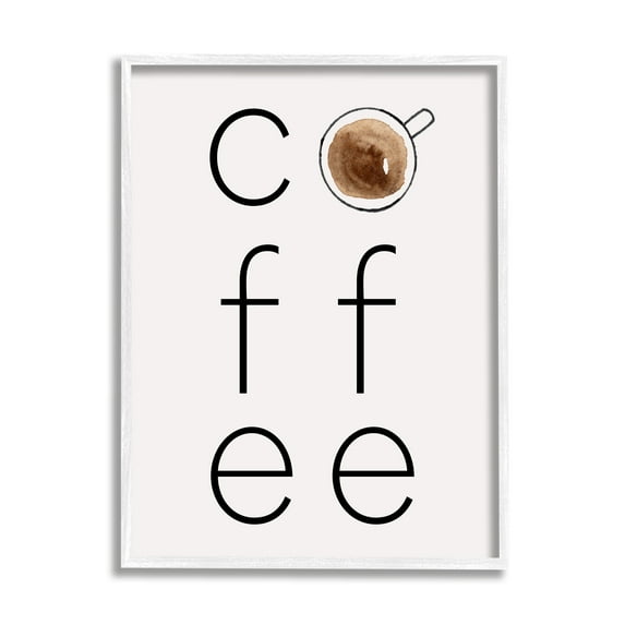 Stupell Industries Coffee Text & Mug Food & Beverage Painting White Framed Art Print Wall Art, 11 x 14